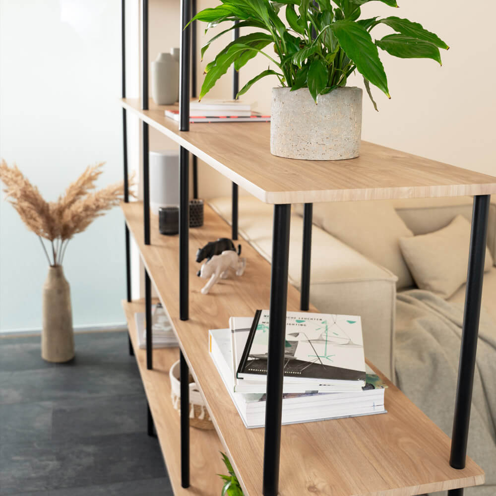 Regal INDU Light Oak - (L x B x H): 140 x 35 x 110 cm