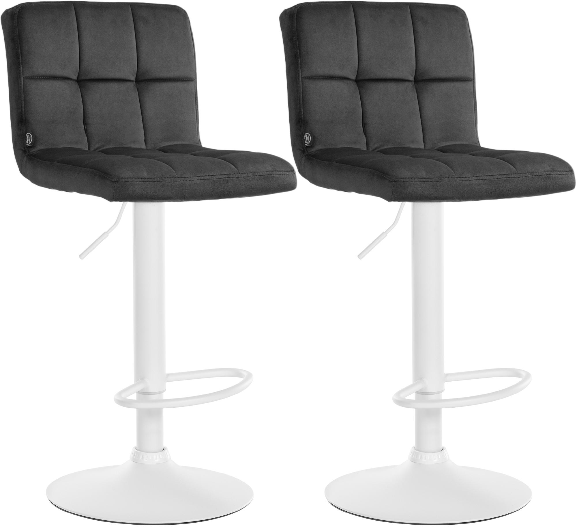2er Set Barhocker Peru Samt weiß, dunkelgrau