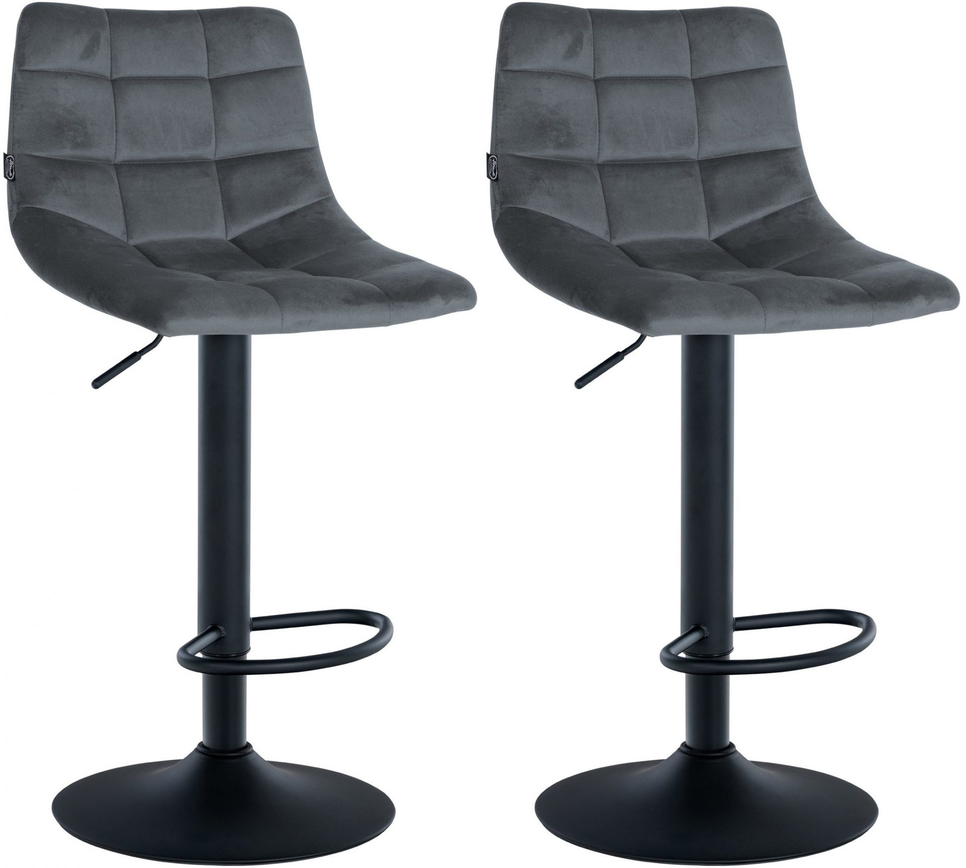 2er Set Barhocker Jerry Samt schwarz, dunkelgrau