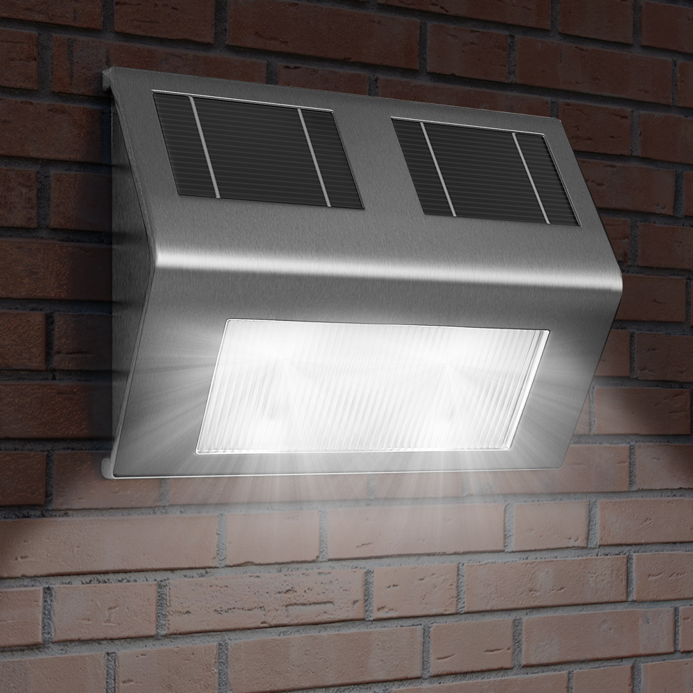 LED Solar Wandleuchte Edelstahl IP65