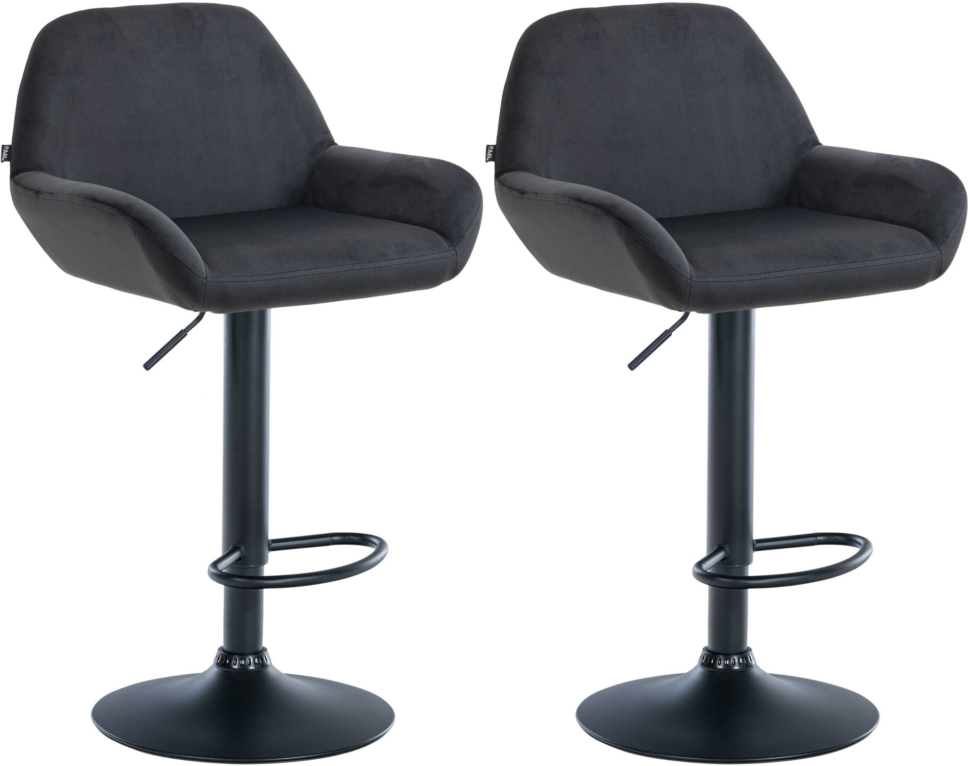 2er Set Barhocker Braga Samt schwarz, schwarz