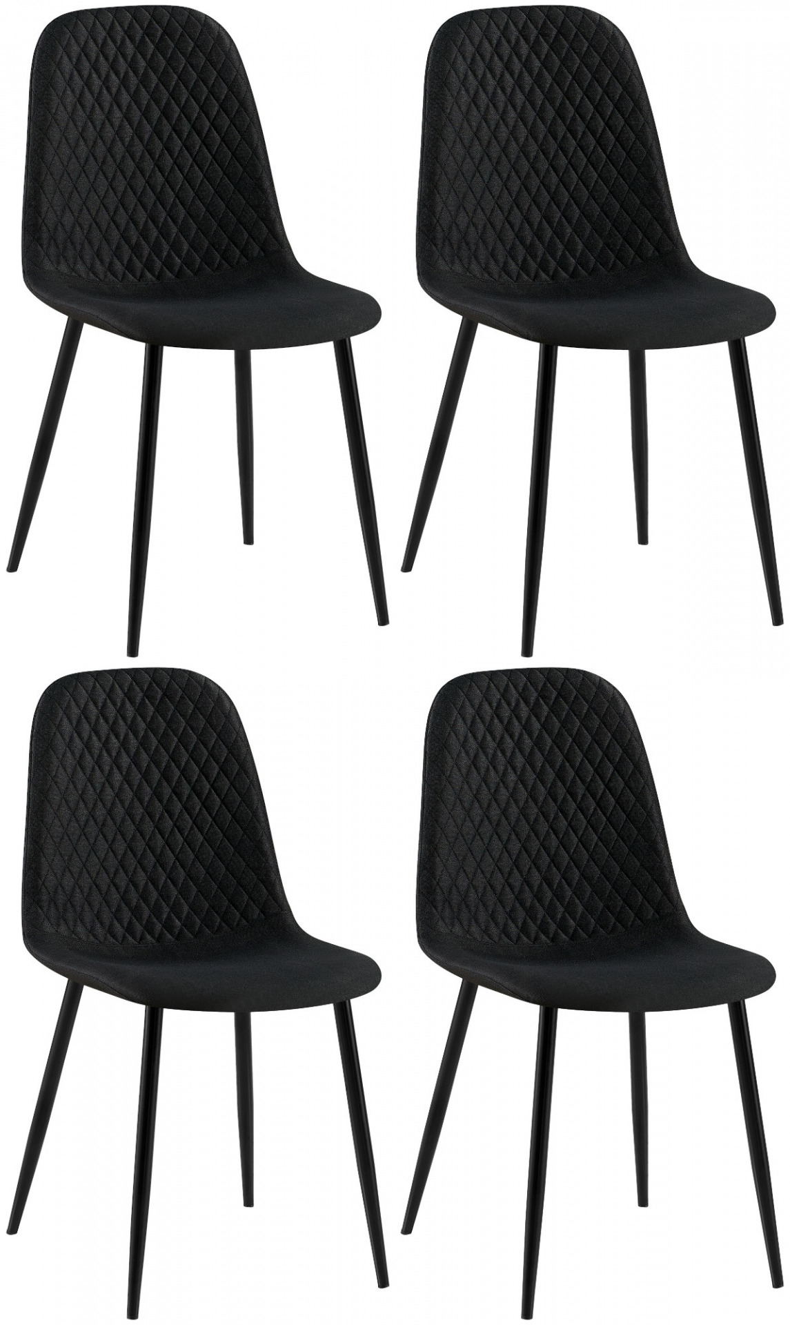 4er Set Stühle Giverny Stoff, schwarz