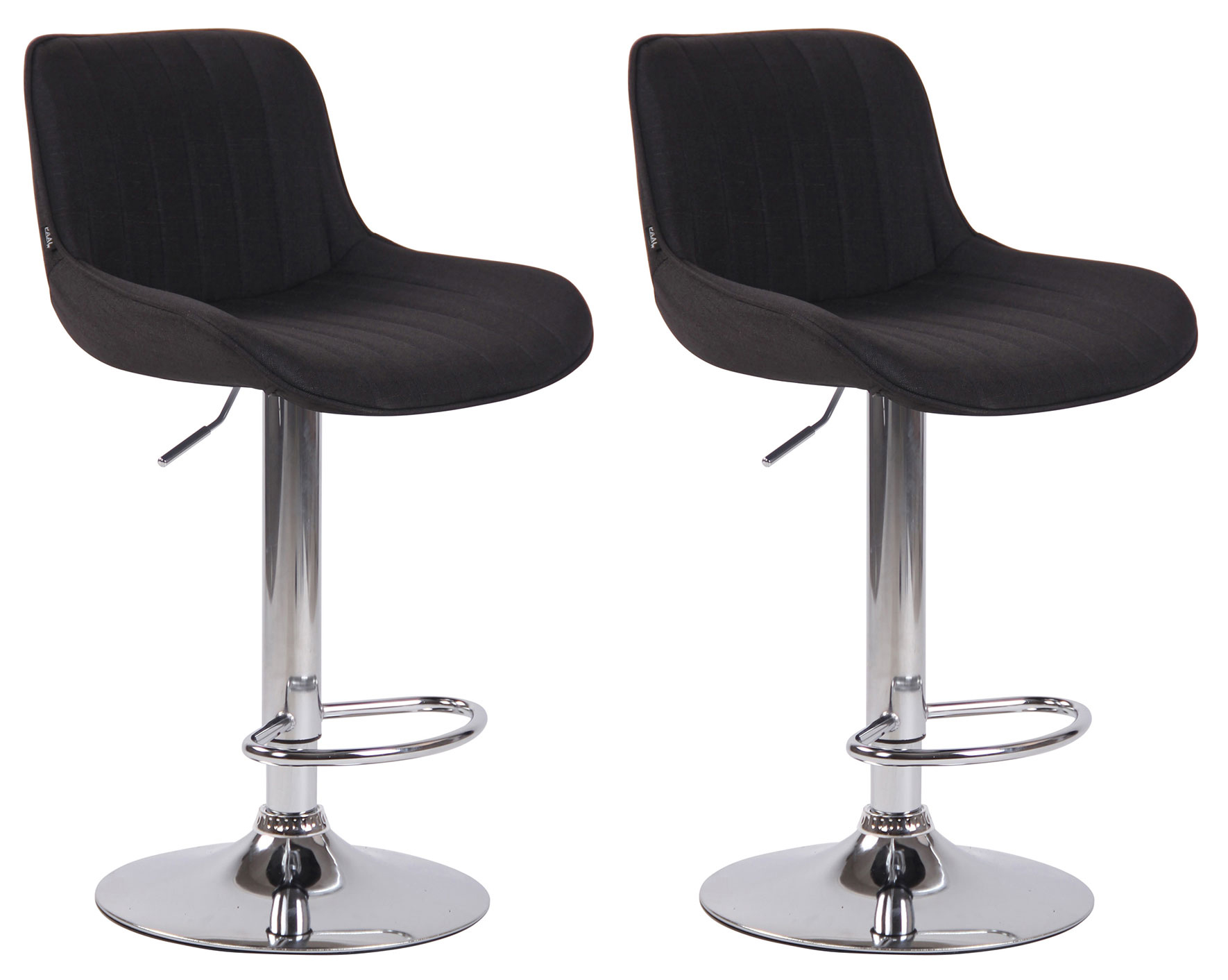 2er Set Barhocker Lentini Stoff chrom, schwarz
