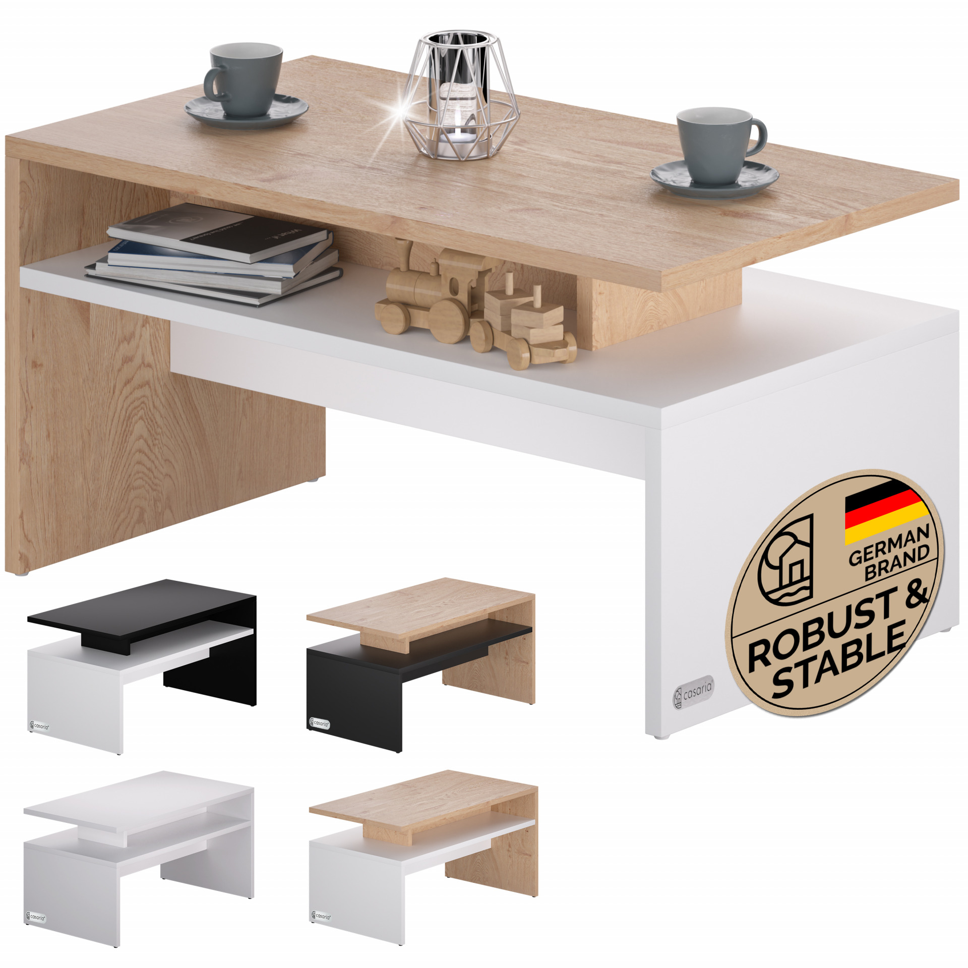 Couchtisch Sacramento Weiß/Eiche 95x55x50cm