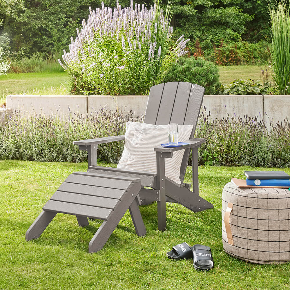 Gartenstuhl FAREA inkl. Hocker – Grau