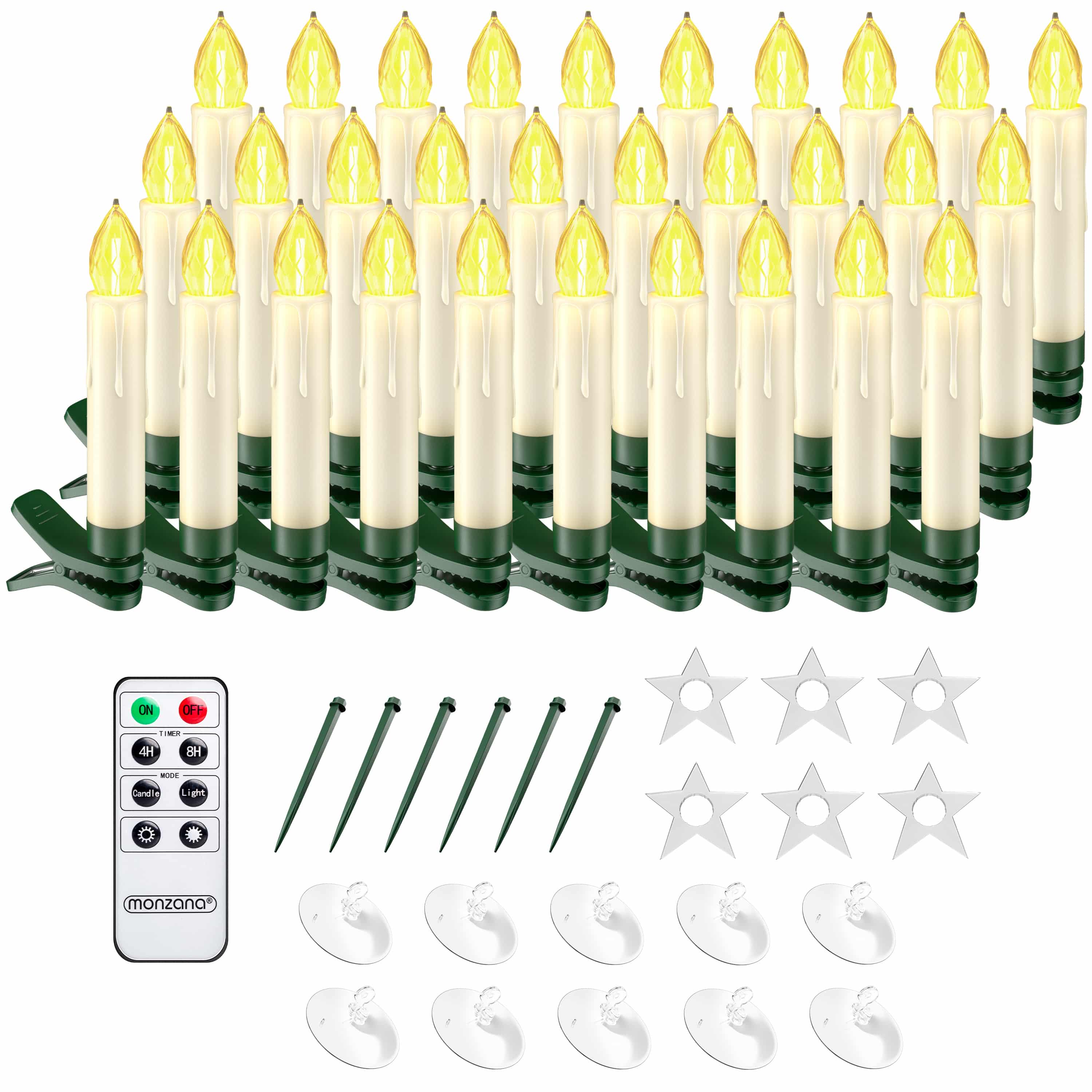 LED Weihnachtsbaumkerzen 30er-Set Warmweiß Fernbedienung