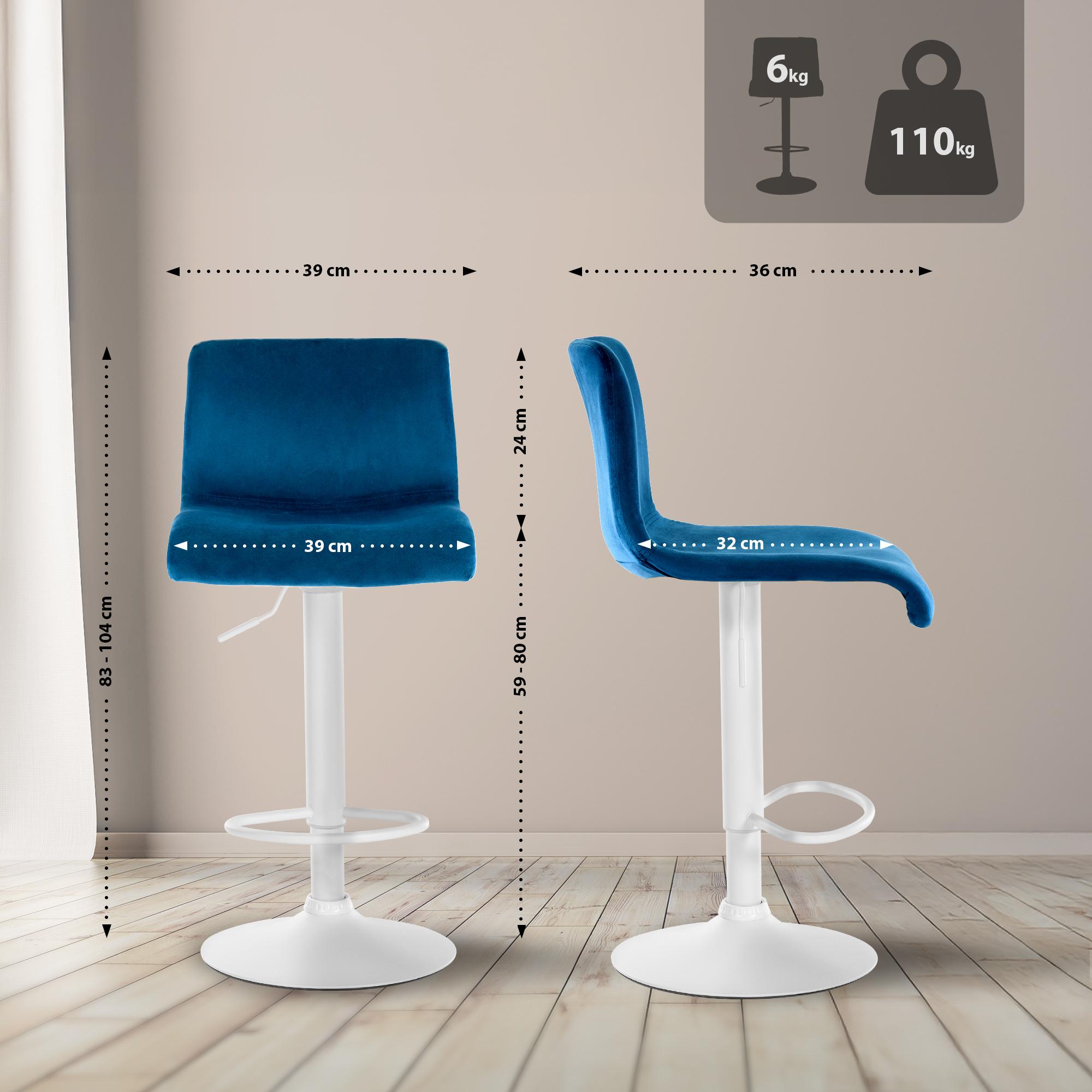 Barhocker Hoover Samt W, blau
