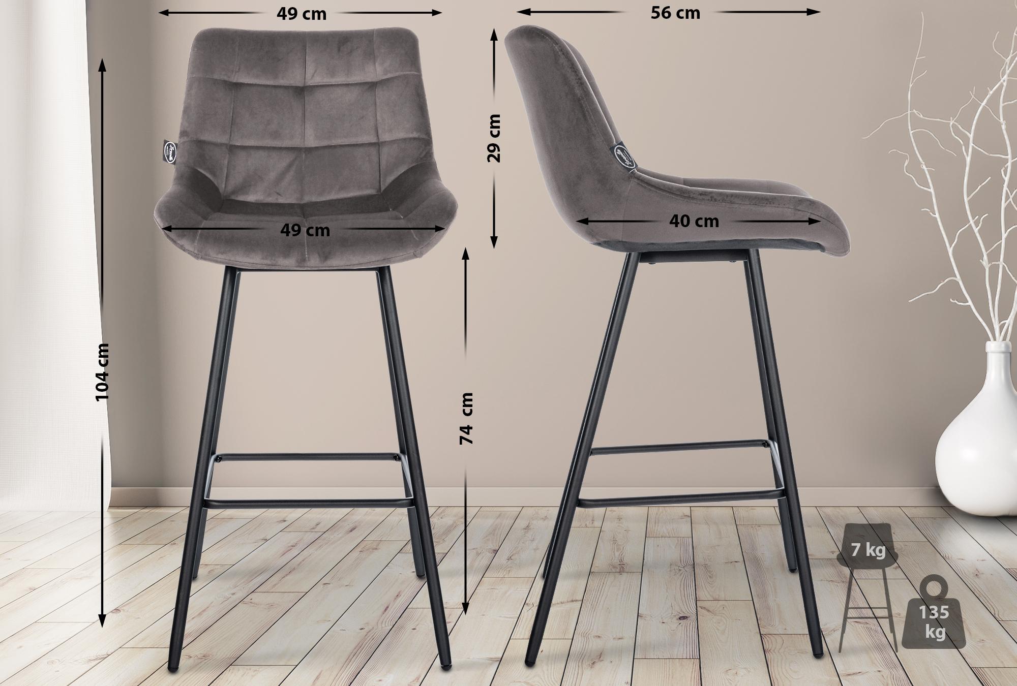 Barhocker Weston Samt, grau