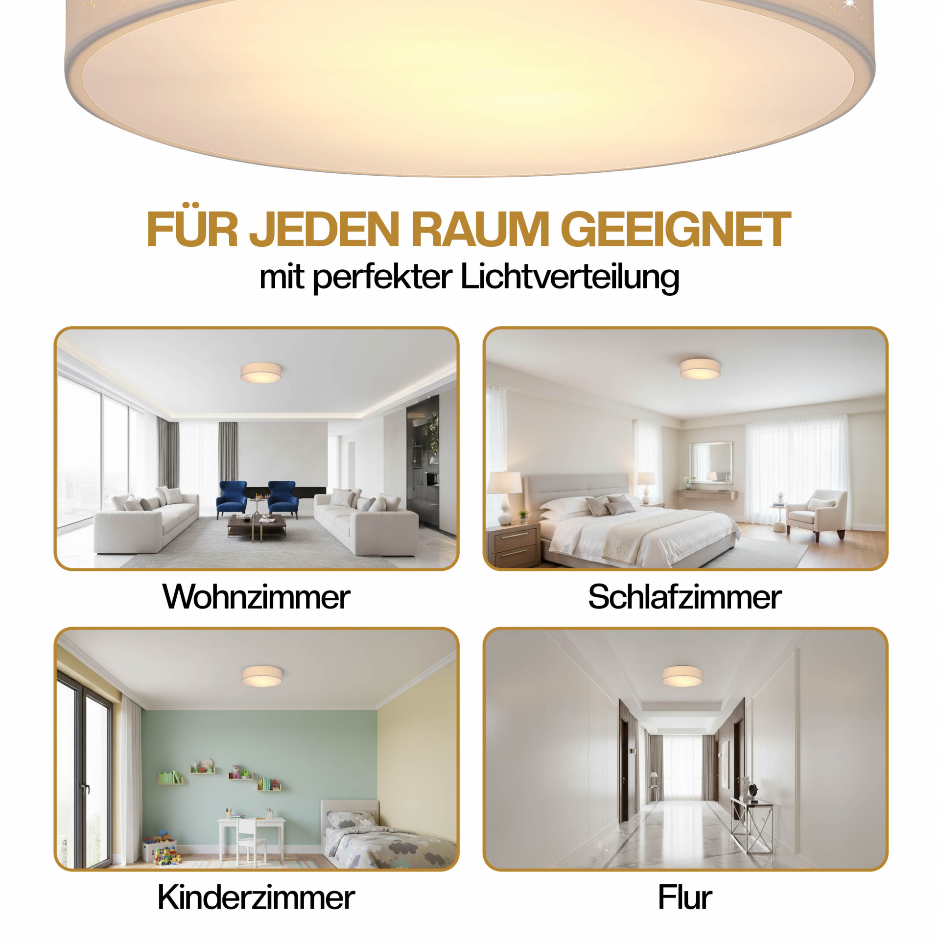 Deckenlampe Weiß Stoff Ø30cm Sternenhimmel