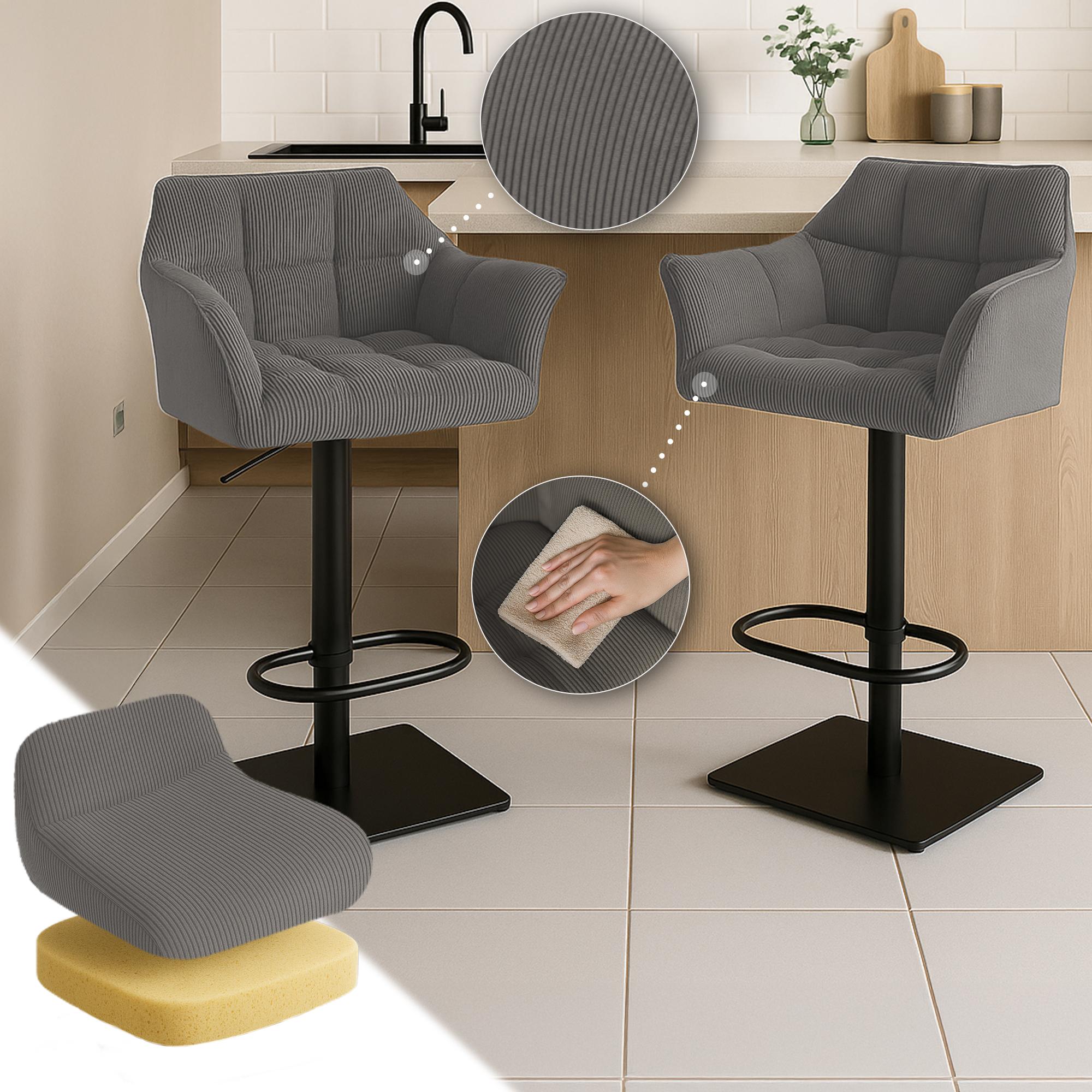 Barhocker Damaso B Cord, taupe