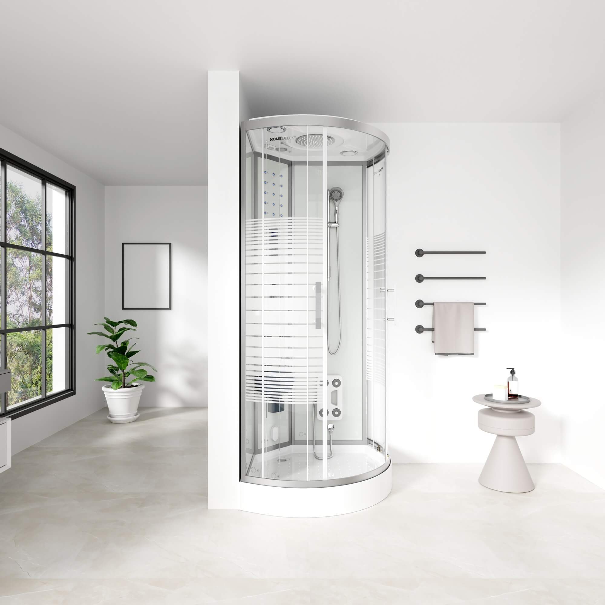 Dampfdusche mit Wasserfall und Dampfsauna WHITE PEARL - 90 x 90 cm