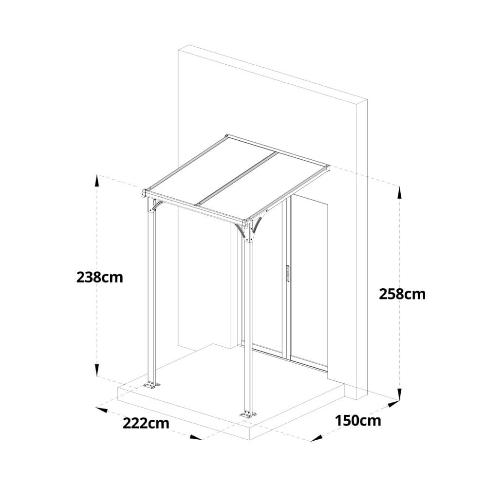 Vordach Haustür CUBIS M - 222 x 150 cm Anthrazit