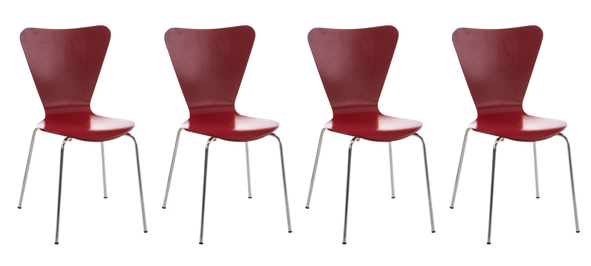 4er Set Besucherstuhl Calisto, rot