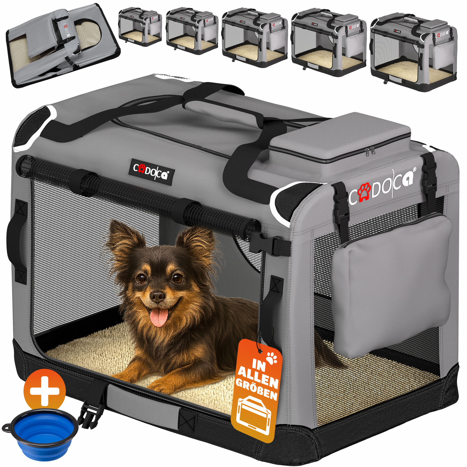 Hundebox faltbar S 50x34x36cm Grau
