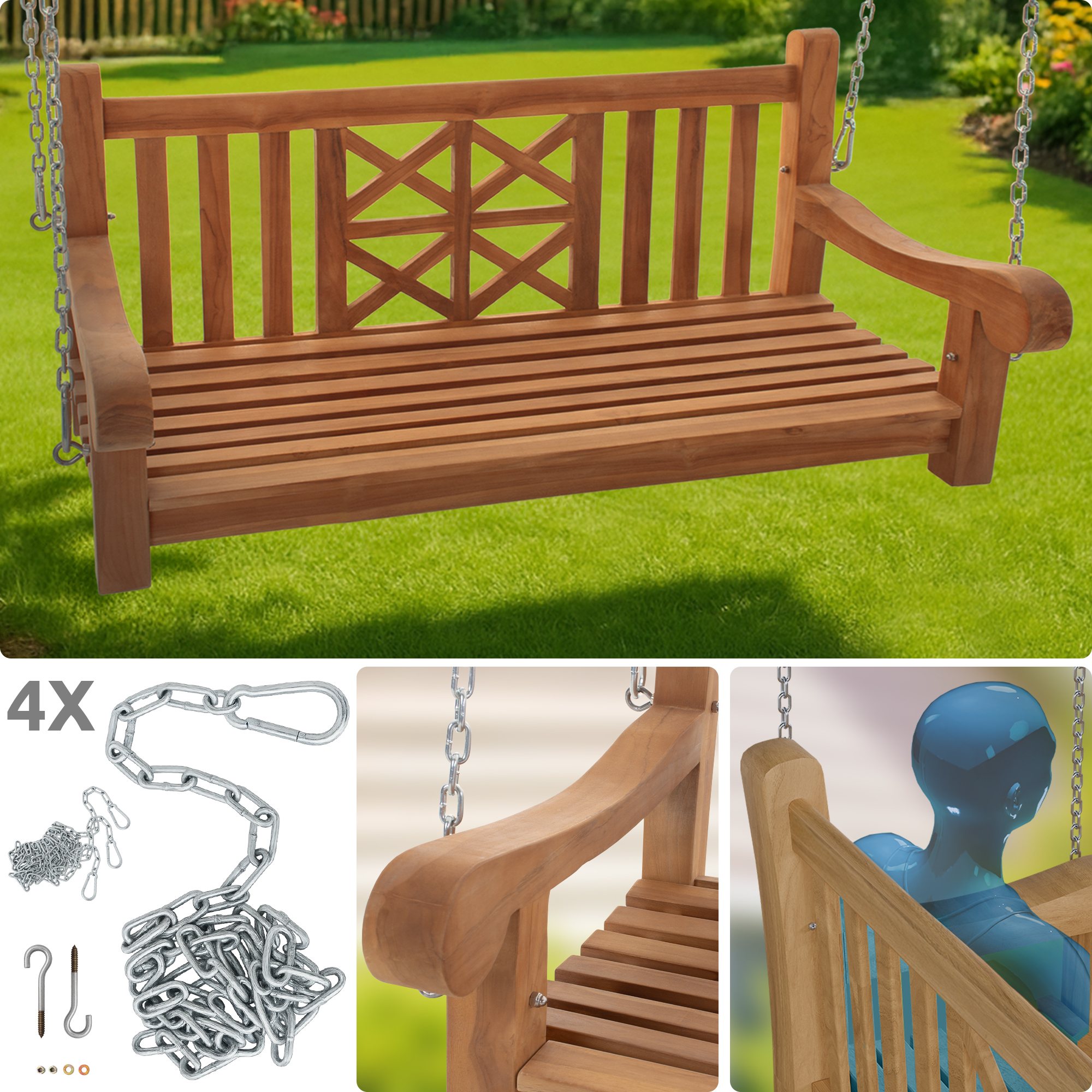Schaukelbank Farm 120 cm, teak