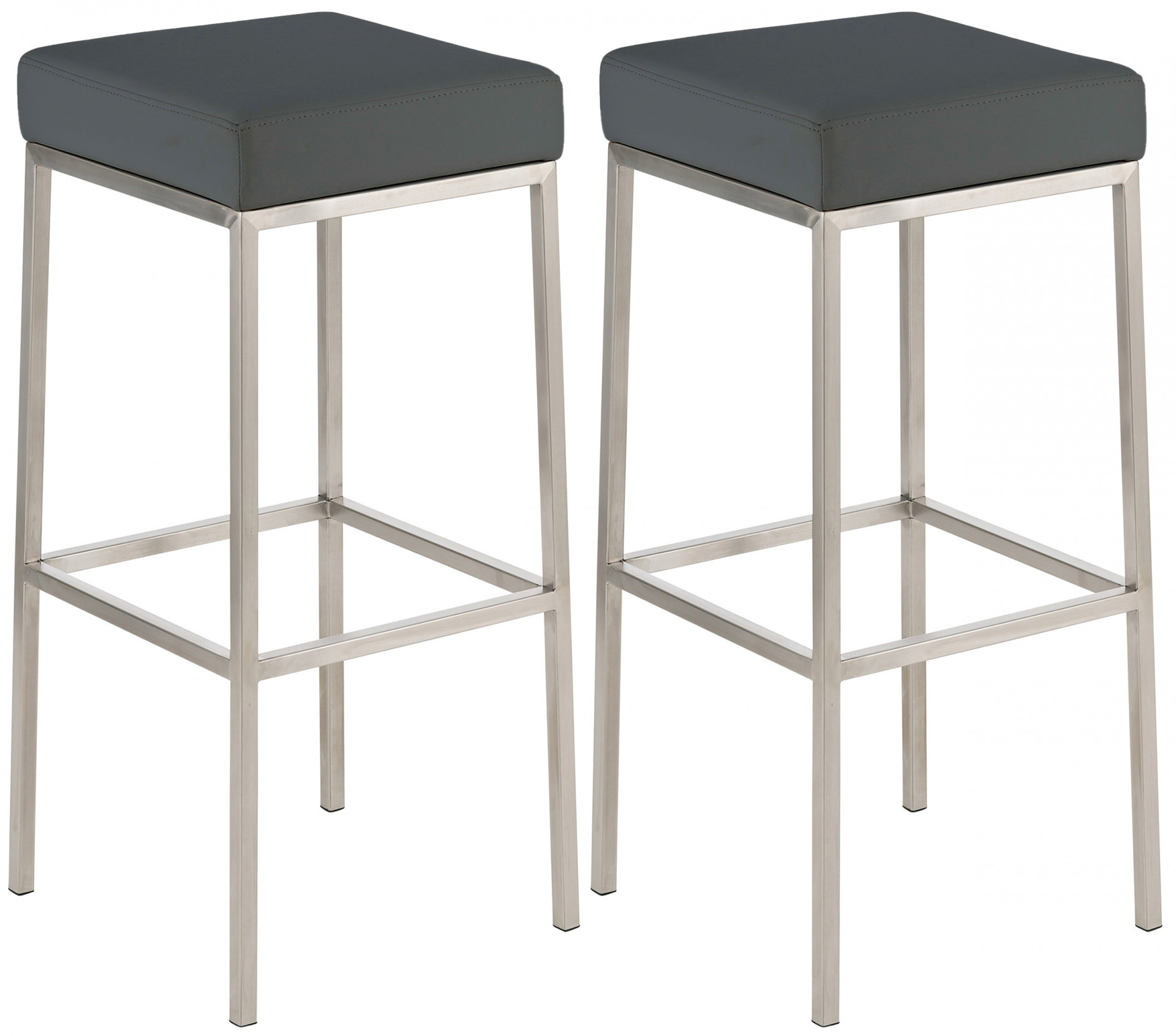 2er Set Barhocker Montreal 85 Kunstleder edelstahl, grau