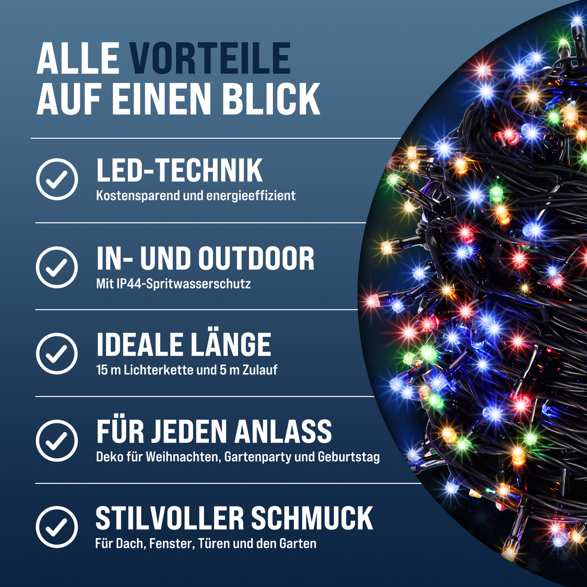 Lichterkette Weihnachten Bunt 20m Fernbedienung