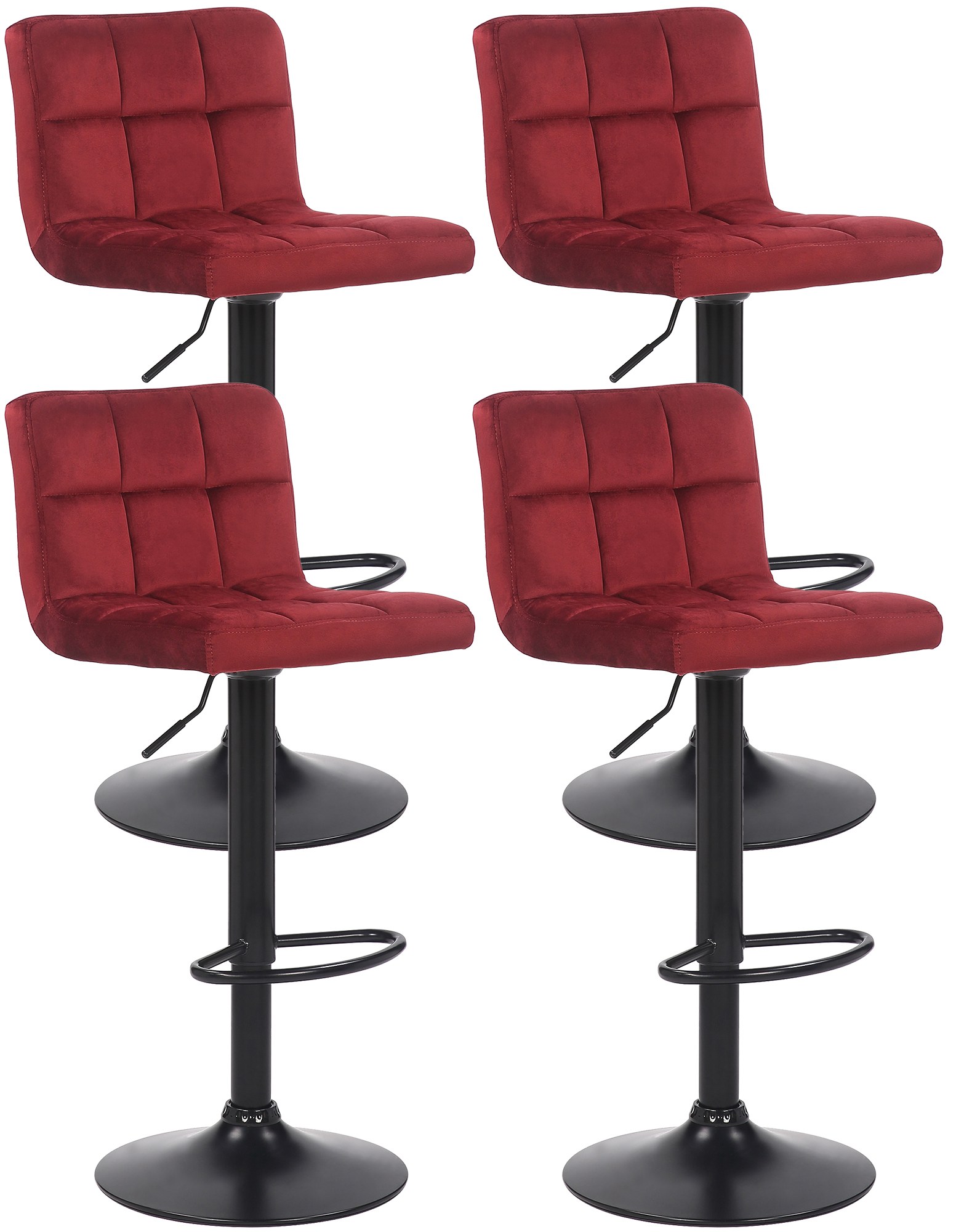 4er Set Barhocker Feni Samt, rot