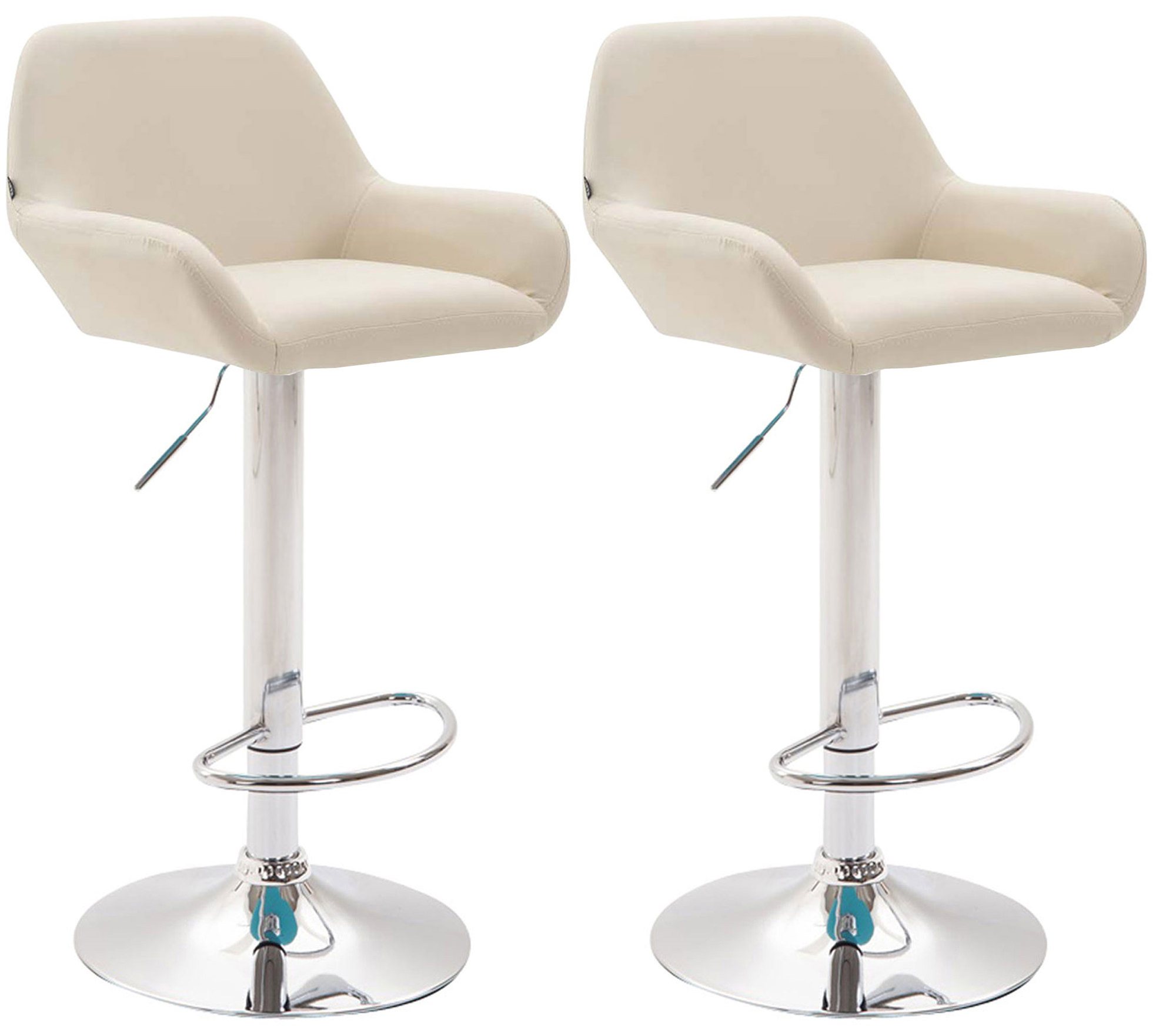 2er Set Barhocker Braga Kunstleder chrom, creme
