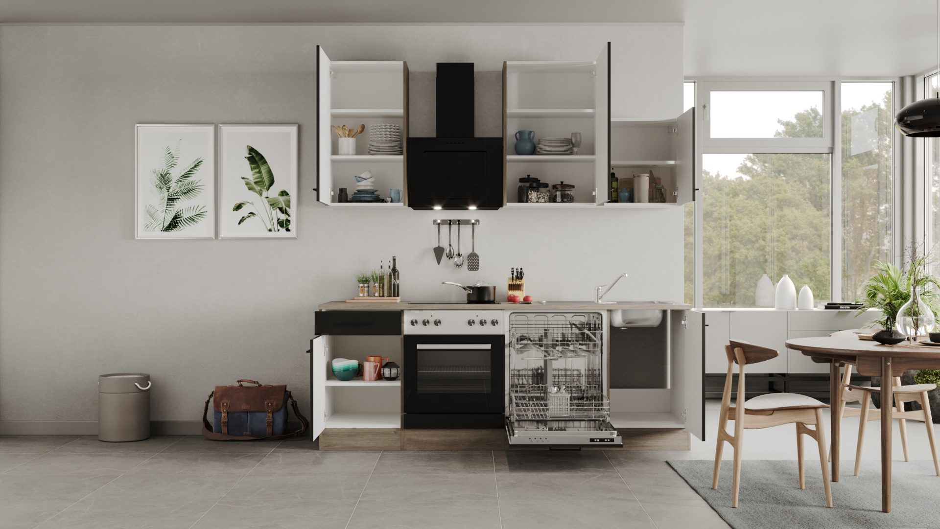 Küchenzeile Capri 220 cm mit E-Geräten