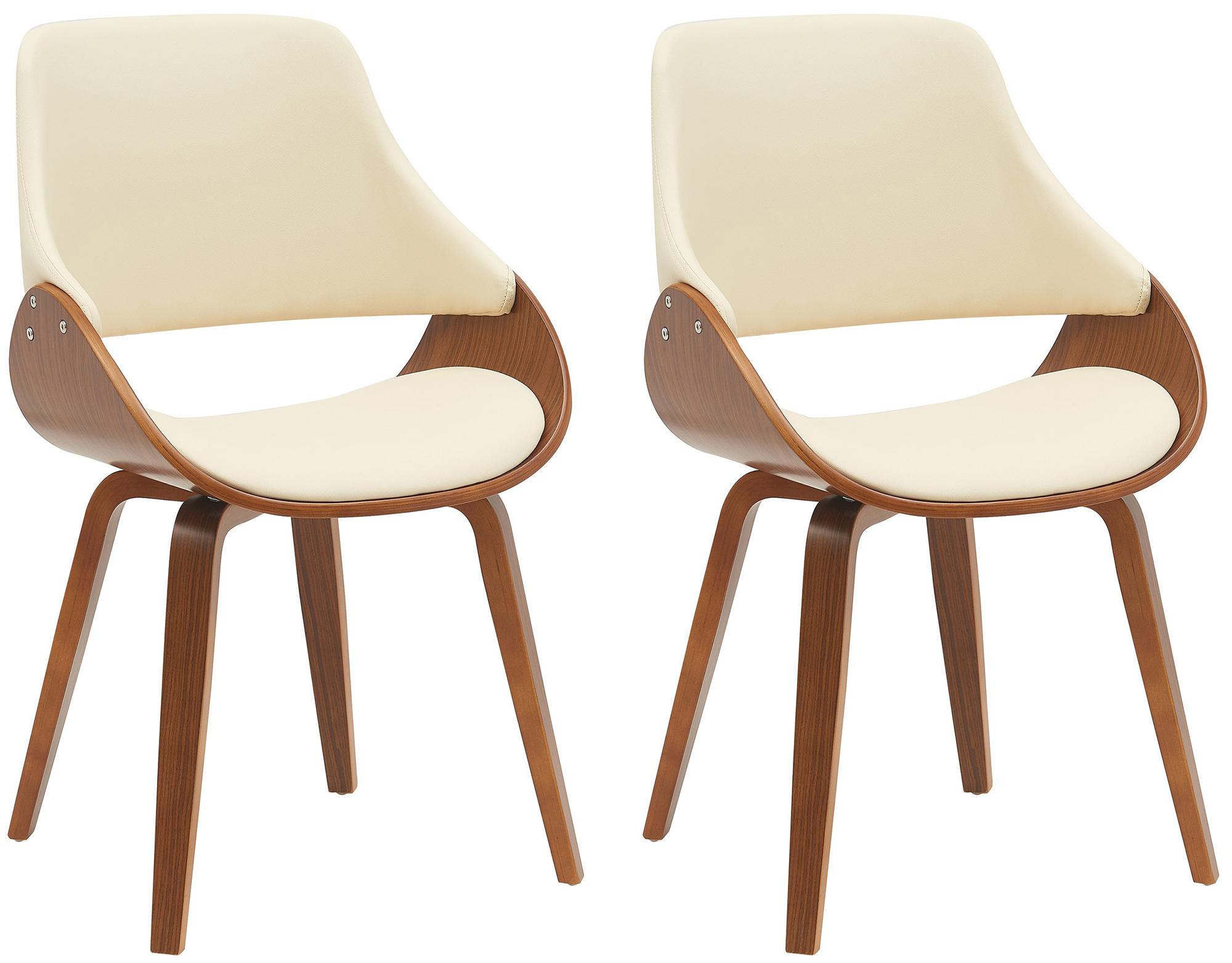2er Set Esszimmerstuhl Vangale, walnuss/creme