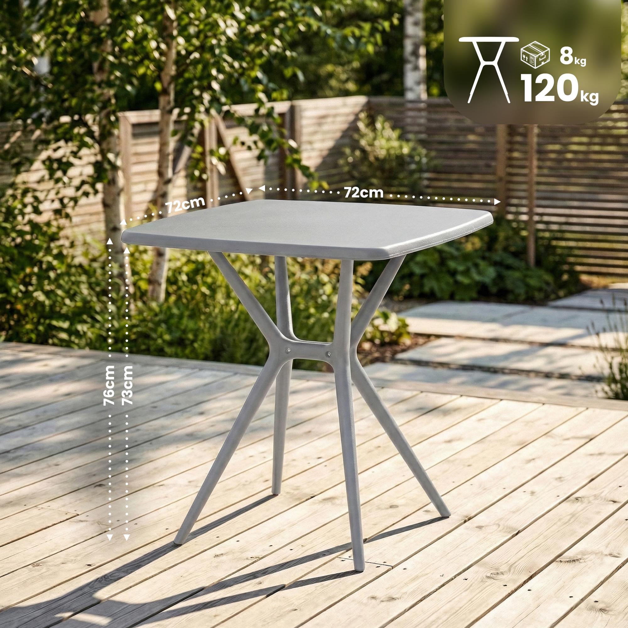Tisch Becky eckig 72 x 72 cm, grau