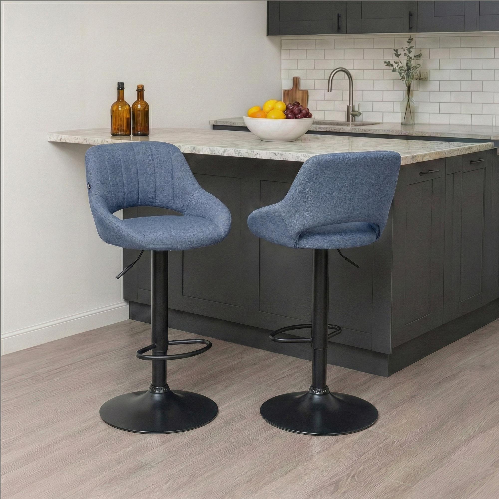 Barhocker Milet Stoff schwarz, blau