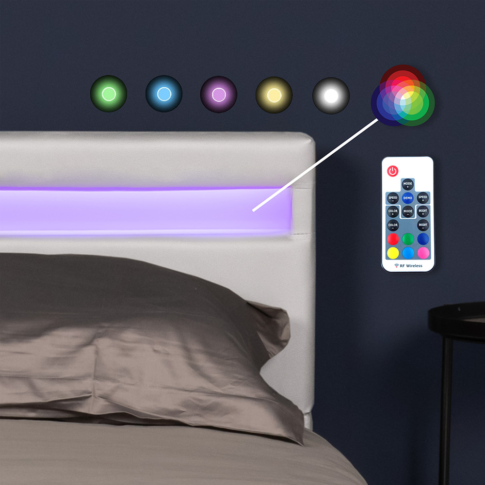LED Bett ASTRO - 90 x 200 cm Weiß