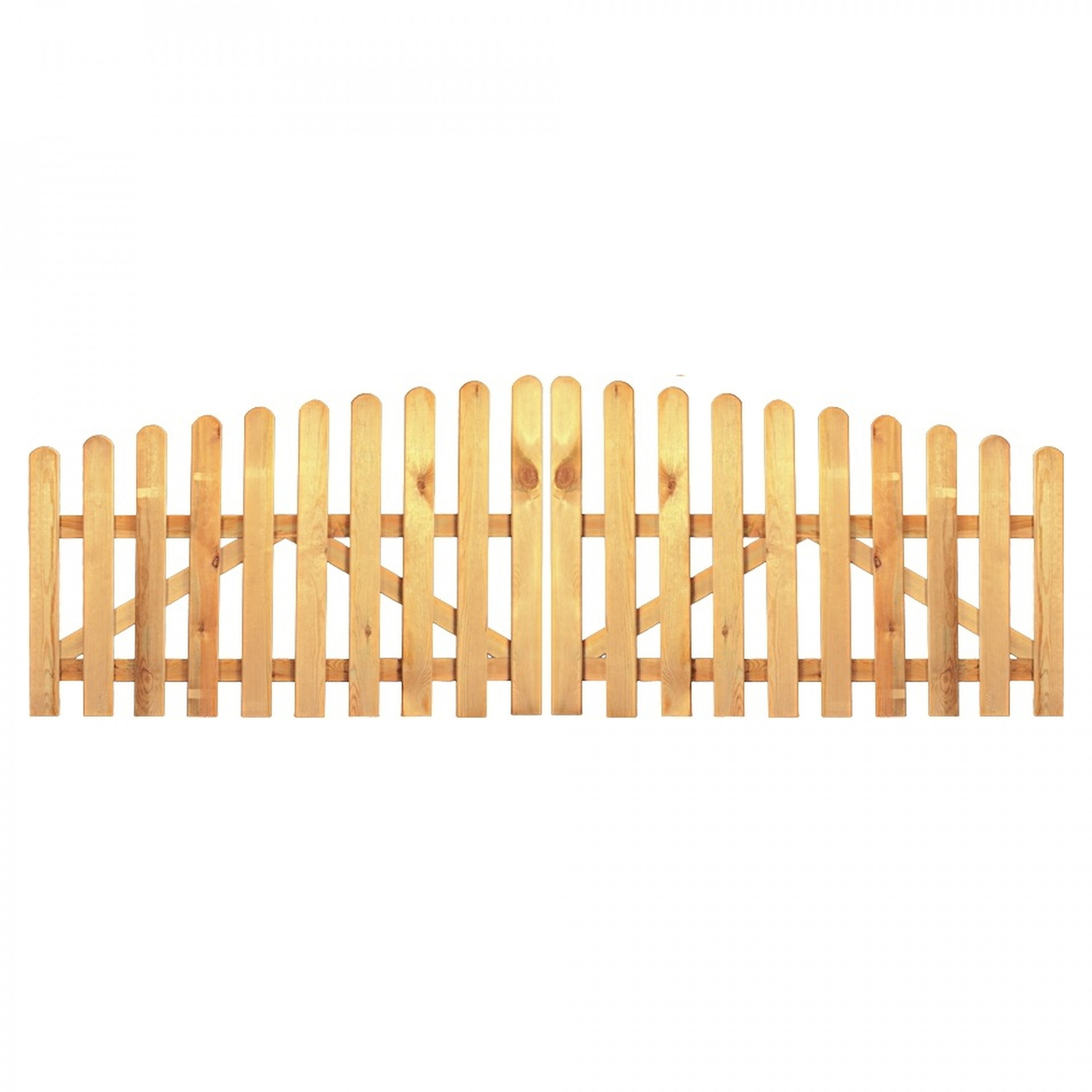 526306 HEIKO-Gartentor Bogen 300 x 80/100 cm, Latten 20/90 mm, glatt, kdi grün, Riegel 25/70 mm, ohne Beschlag