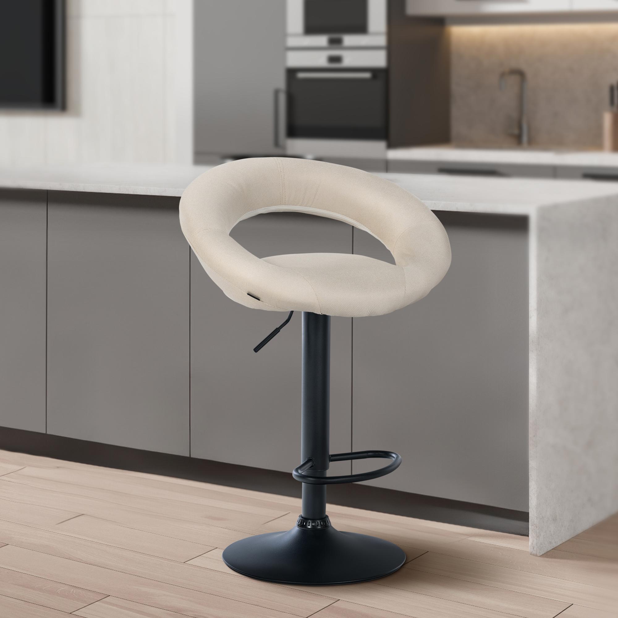 Barhocker Olinda Stoff schwarz, creme