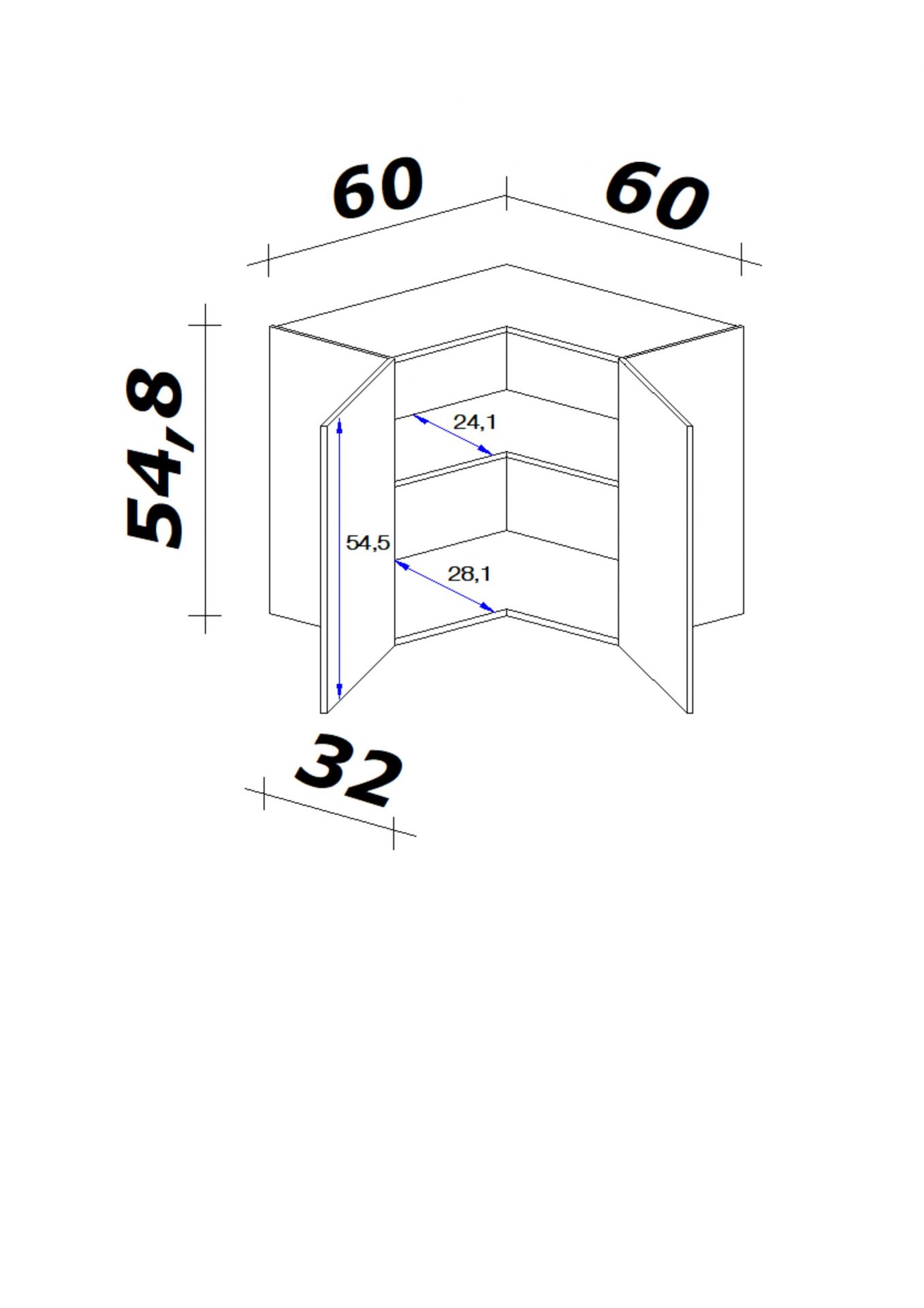 Eck-Hängeschrank SAMOA 60x55 cm