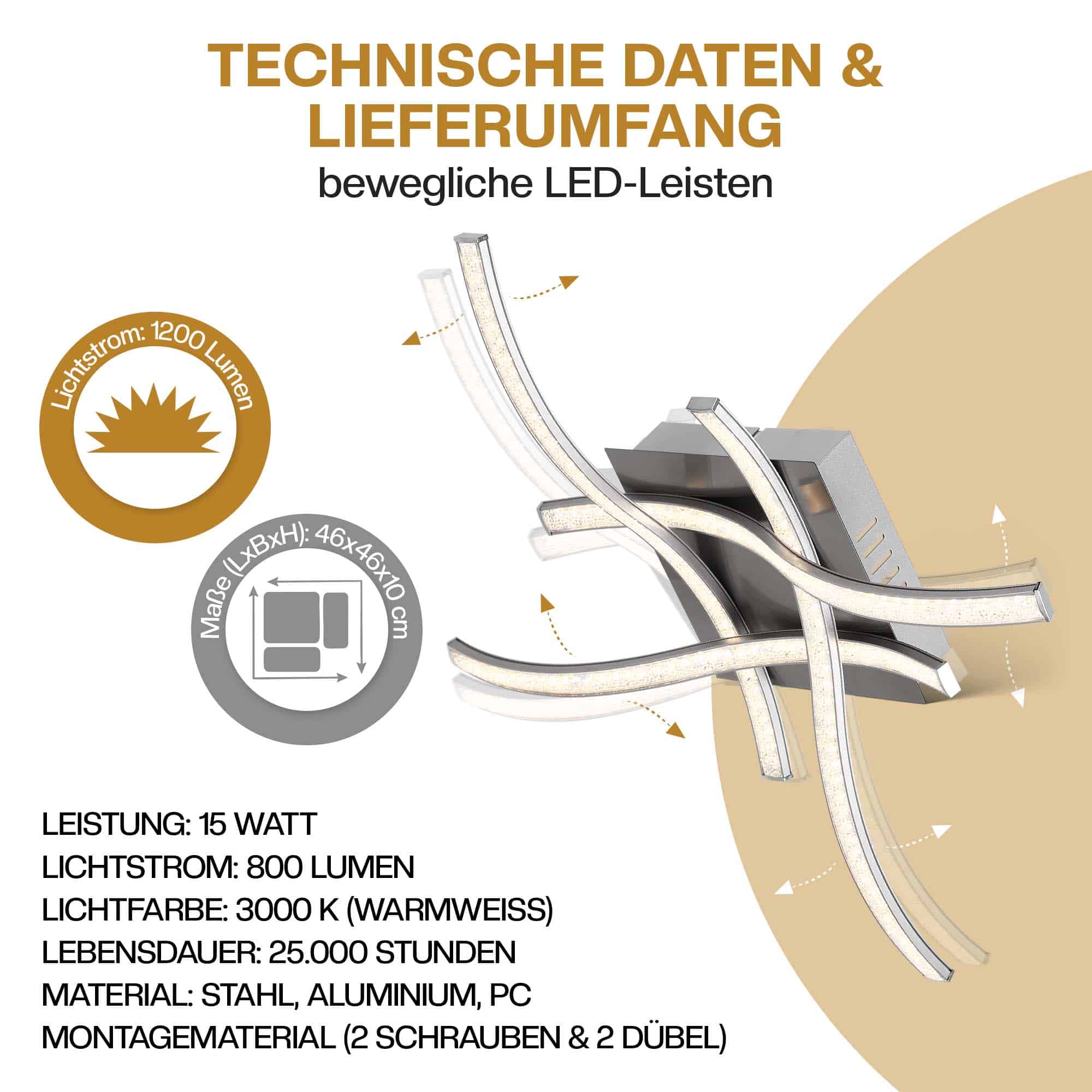 LED Deckenleuchte Tigull 4-flammig