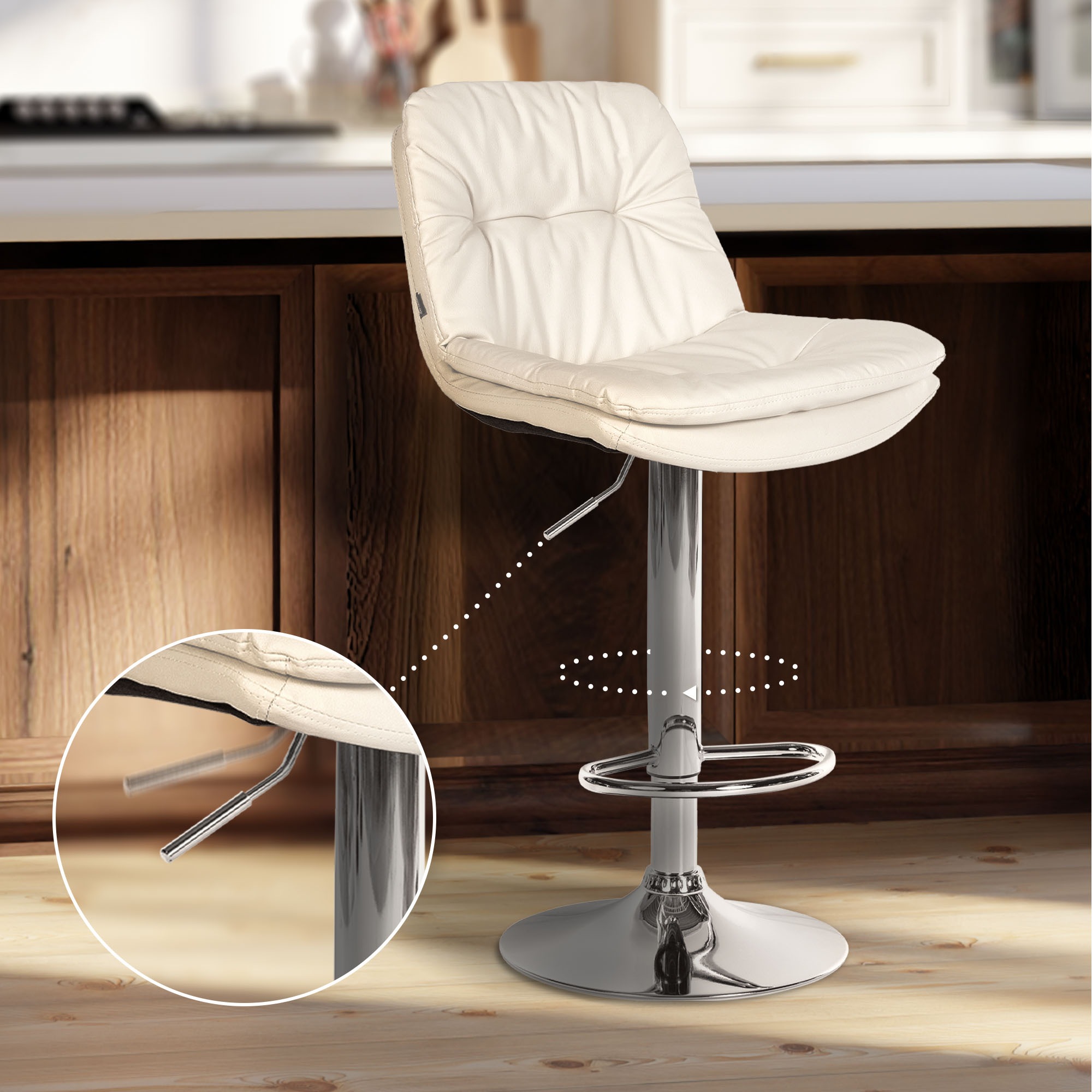 Barhocker Laurel Kunstleder chrom, weiß