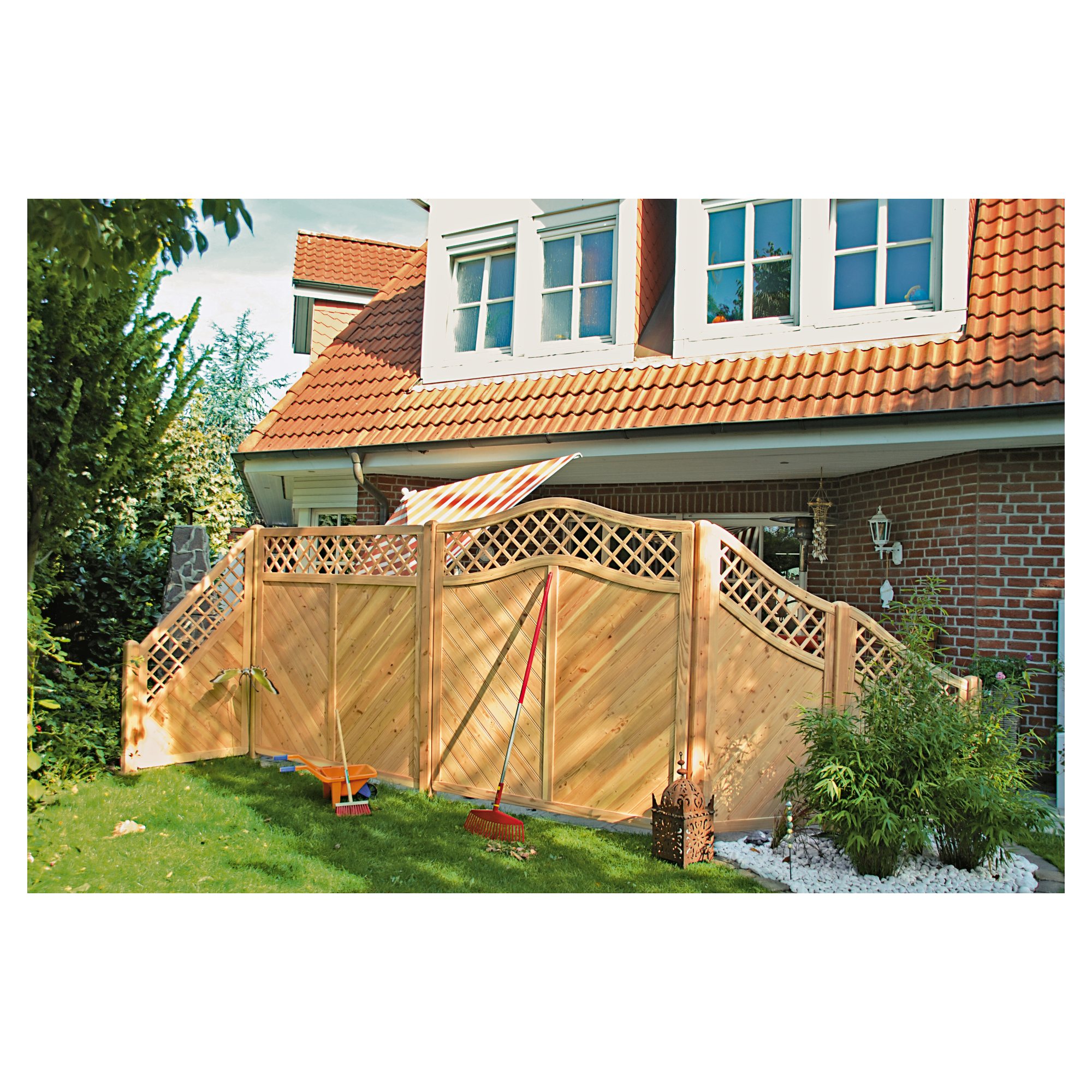 CLASSICO-Serie Krone-Ranki, 90 x 180/140 cm, Lärche/ Douglasie, Rahmen 40/68 mm, Profilbretter 16/118 mm