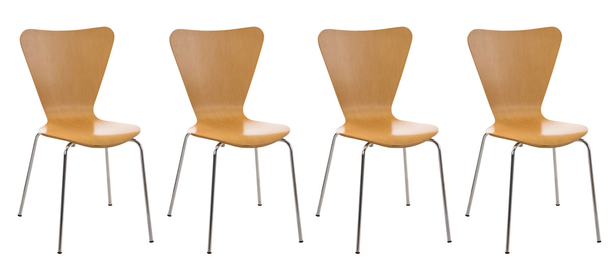 4er Set Besucherstuhl Calisto, natura