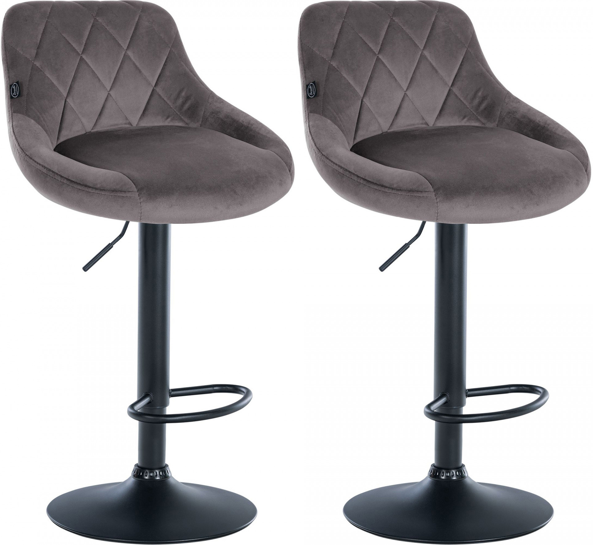 2er Set Barhocker Lazio Samt schwarz, grau