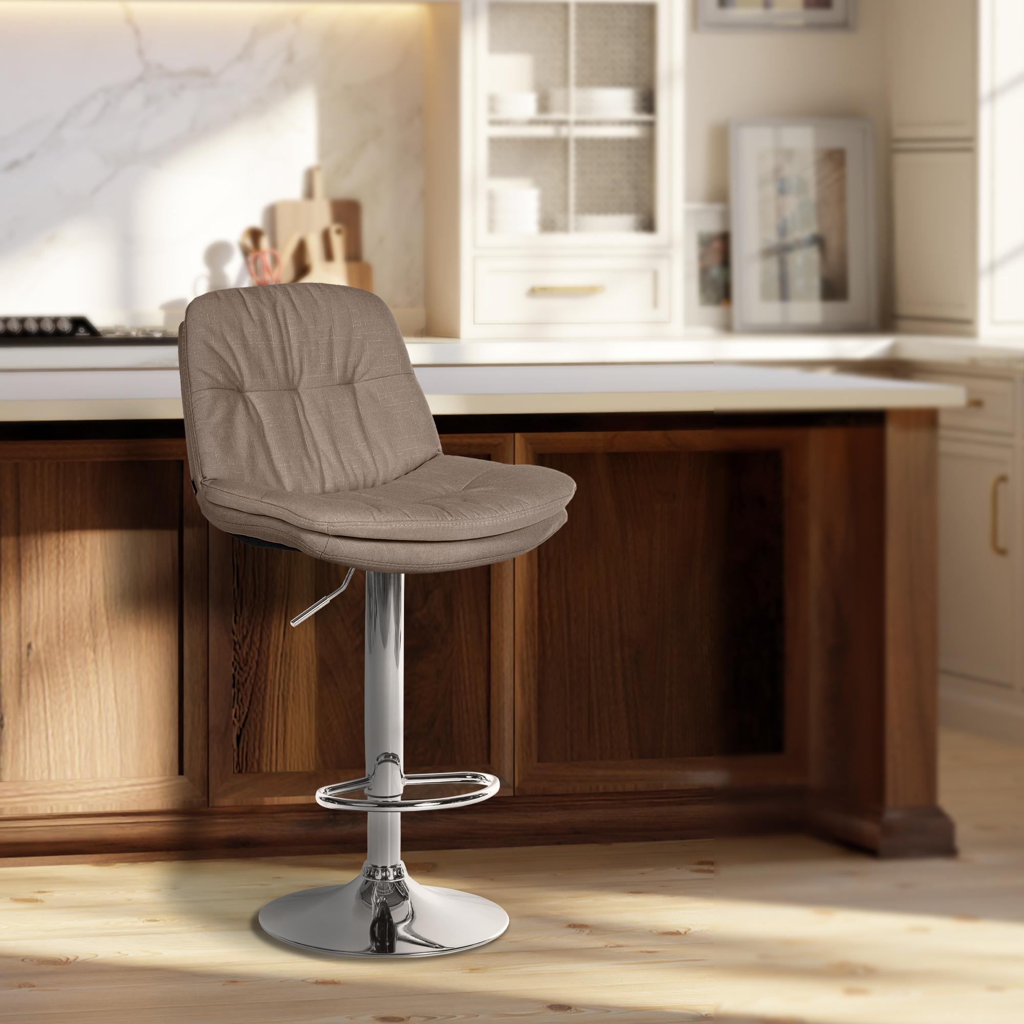 Barhocker Laurel Stoff chrom, taupe