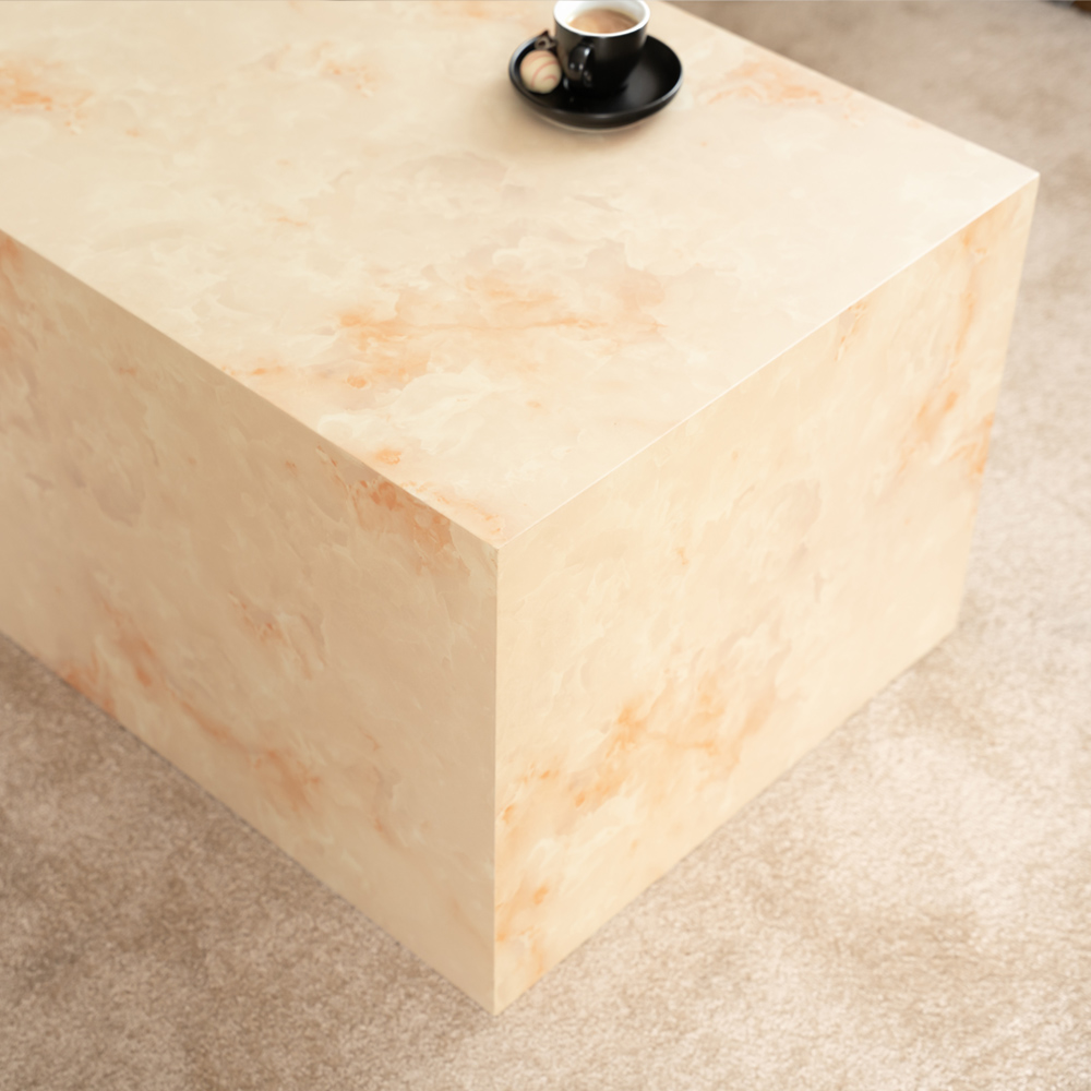 Couchtisch Marmor AMIRI L - 95 x 50 cm Sandstein