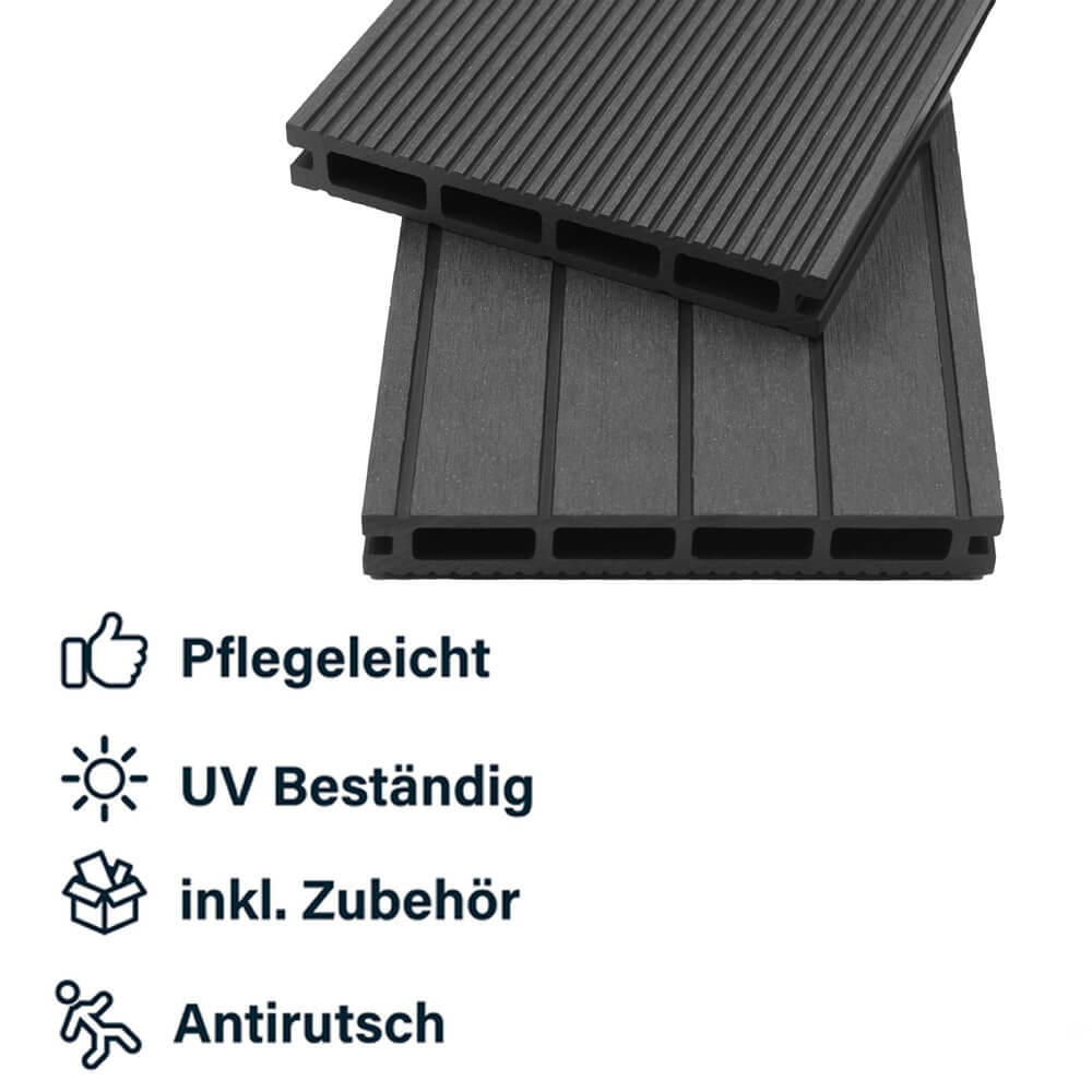 WPC Terrassendielen Komplettset (inkl. Unterkonstruktion) SAMANA - Anthrazit 50m²