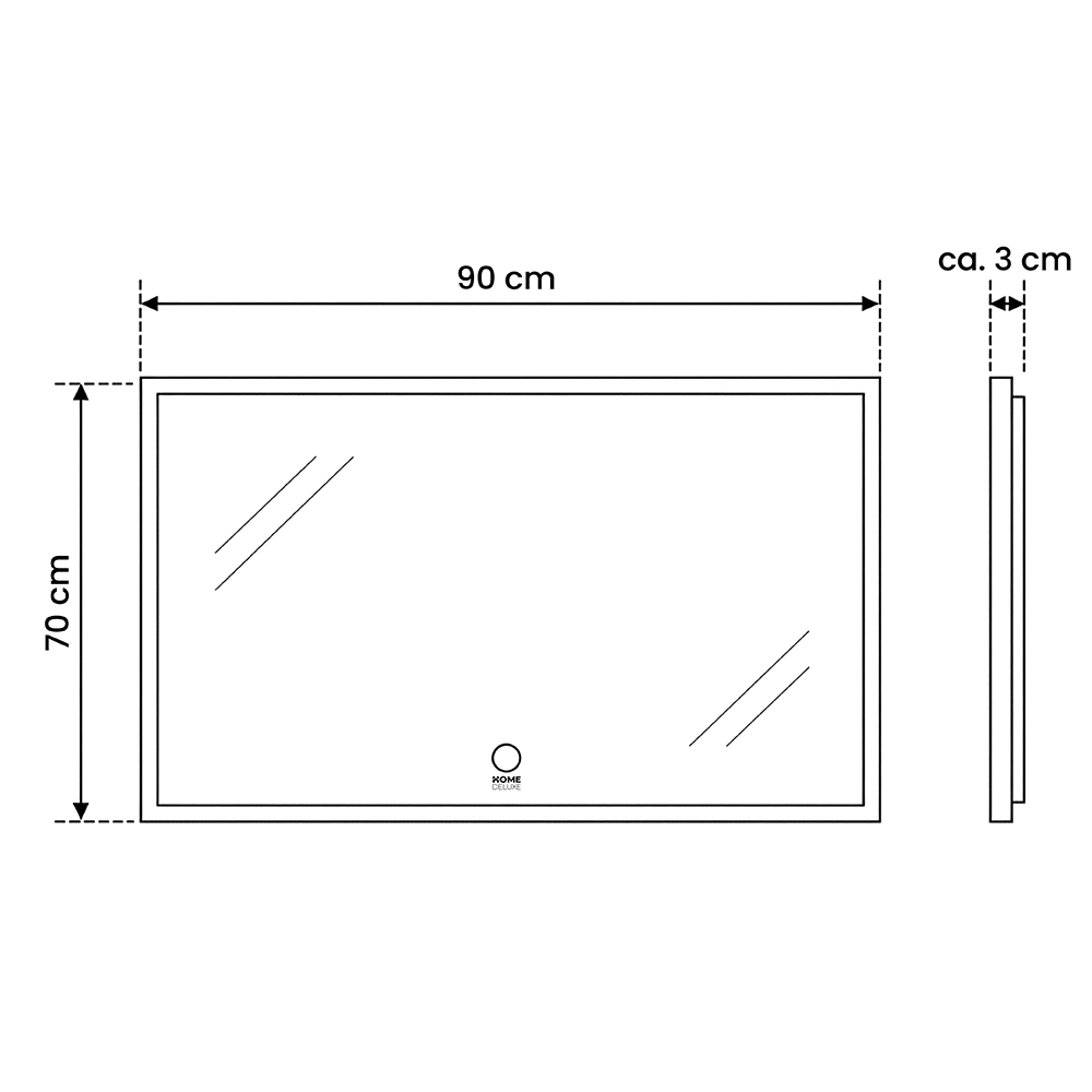 LED-Spiegel Rechteckig NOLA – 90 x 70 cm