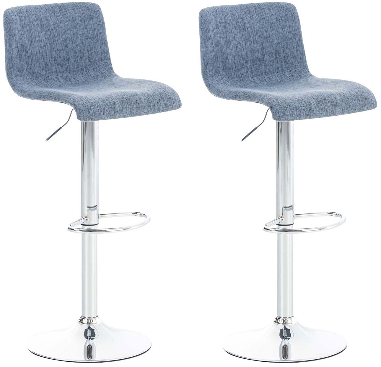 2er Set Barhocker Hoover Stoff chrom, blau