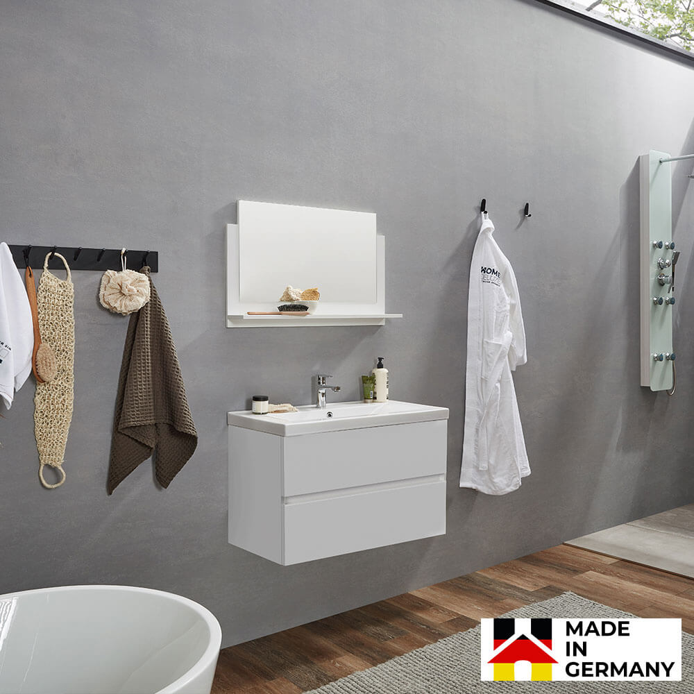Badmöbel Komplettset WANGEROOGE BIG DELUXE M - Weiß Made in Germany