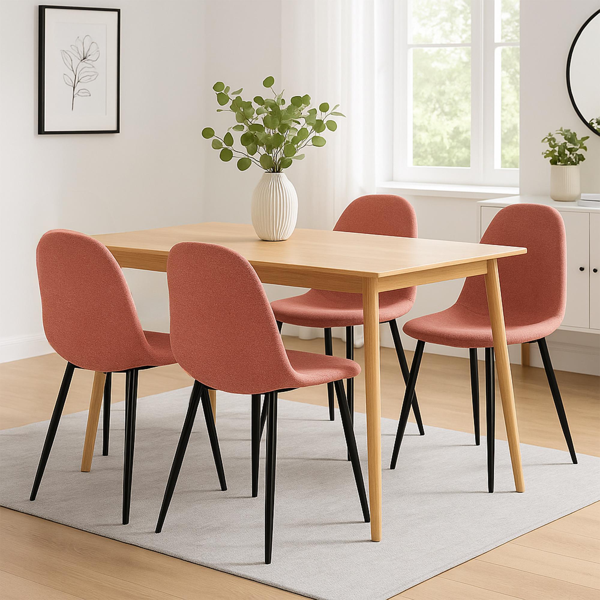 4er Set Esszimmerstühle Napier Stoff, orange