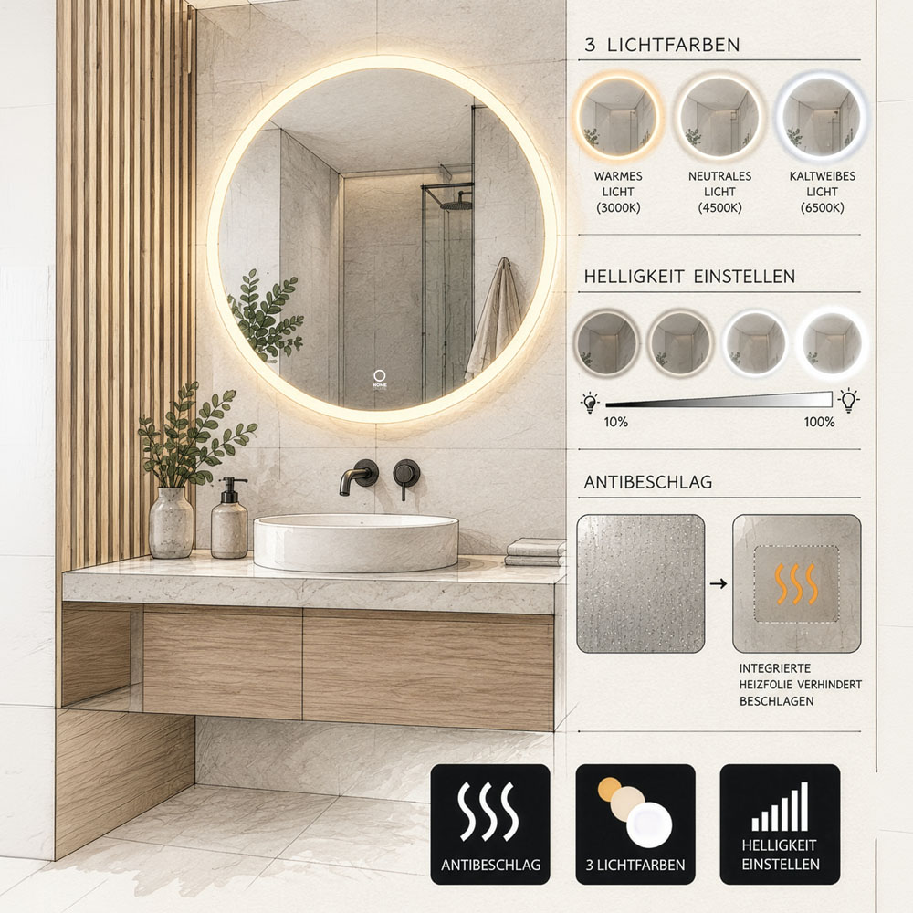 LED-Spiegel Rund SILA - 60 cm