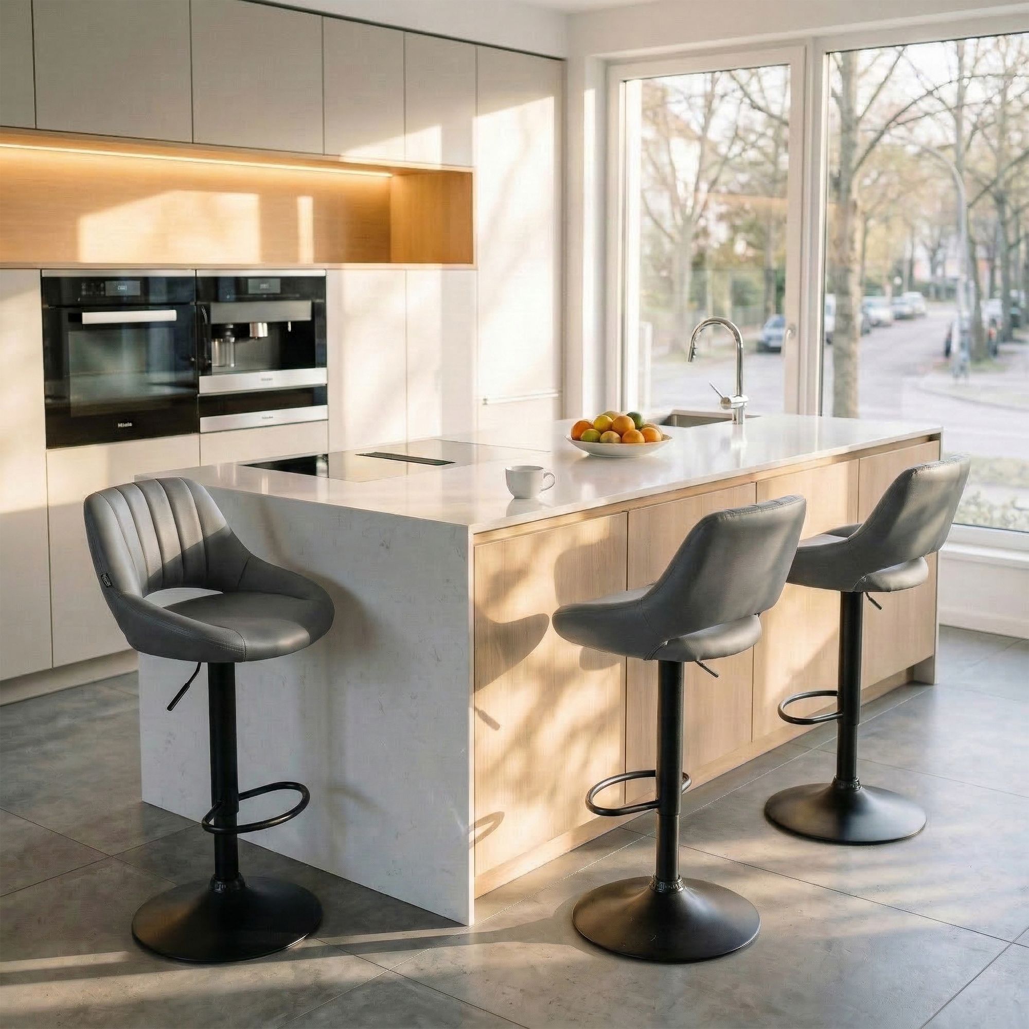 Barhocker Milet Kunstleder schwarz, grau