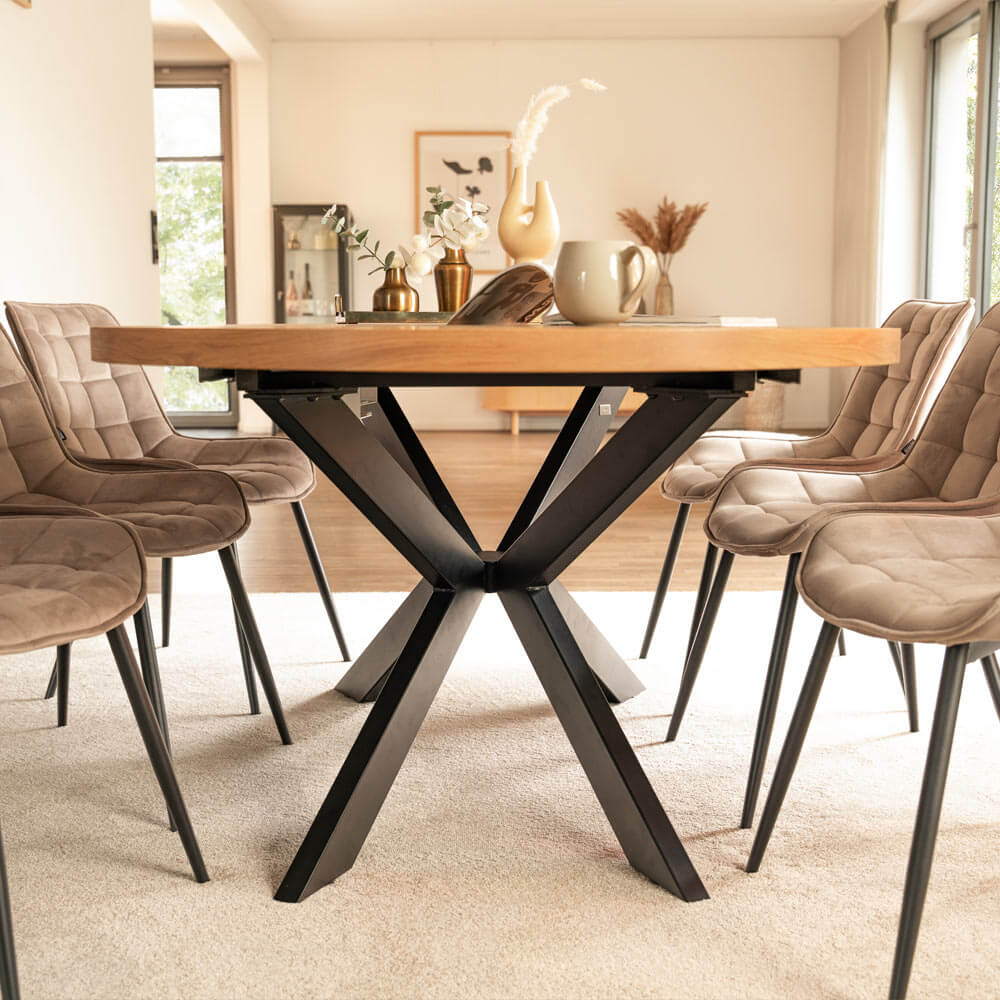 Esstisch Rund Ausziehbar AVENTURA inkl. Sternfuß - 120-160 x 120 cm Light Oak