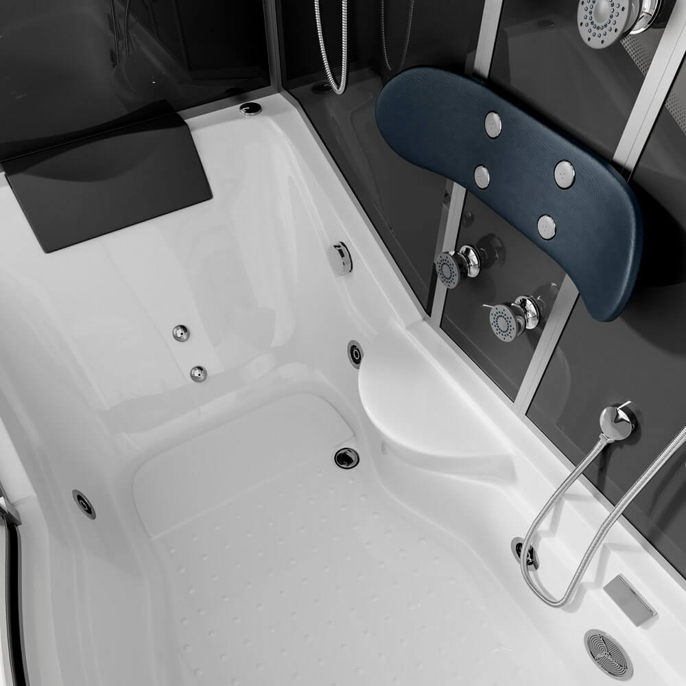 Dampfdusche mit Whirlpool ALLIN 4IN1 - 170 x 90 Schwarz Rechts