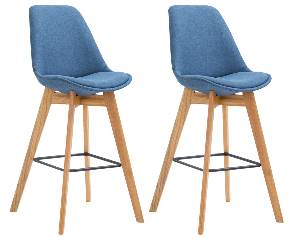 2er Set Barhocker Metz Stoff natura, blau