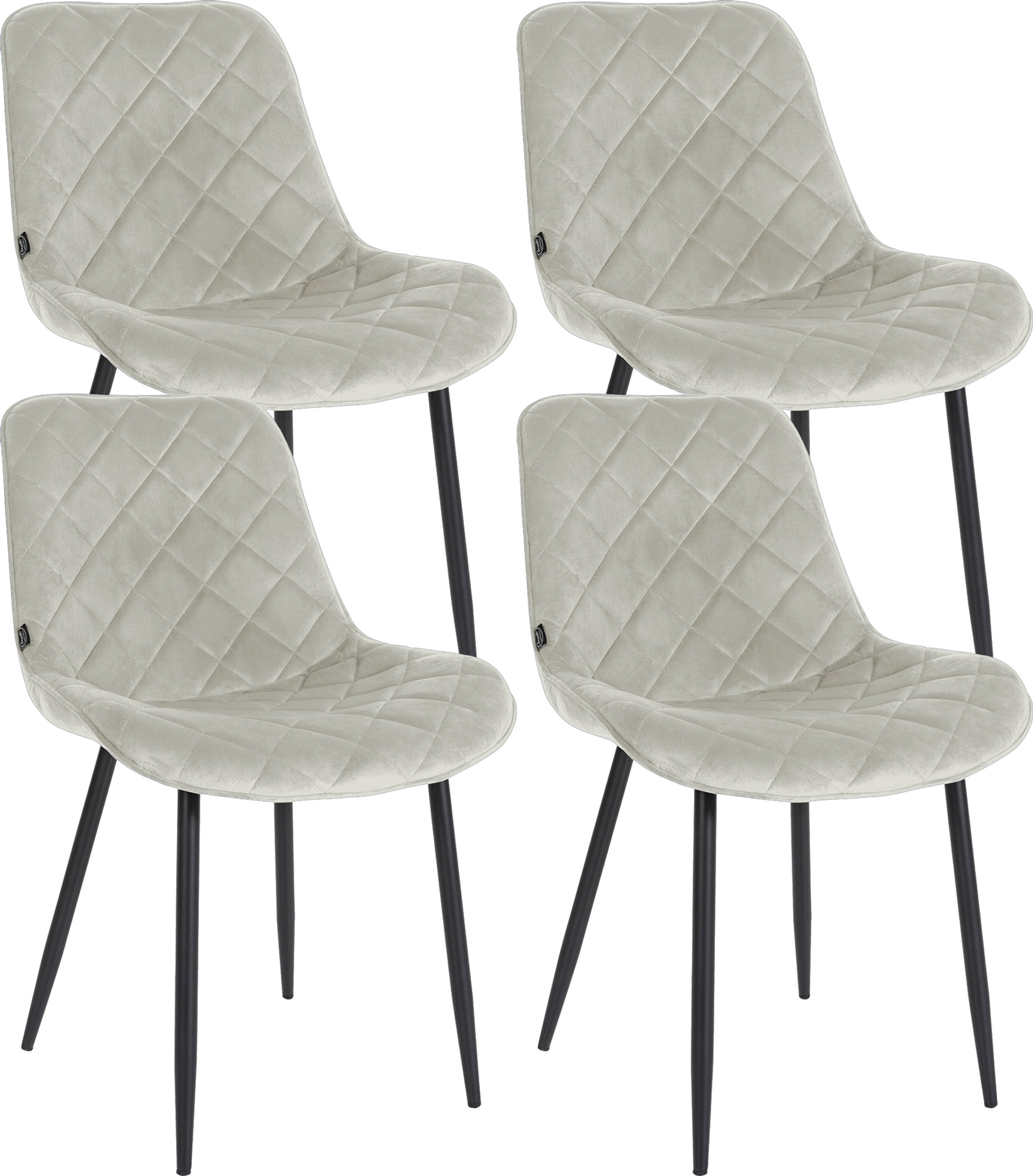 4er Set Stühle Springs Samt, creme