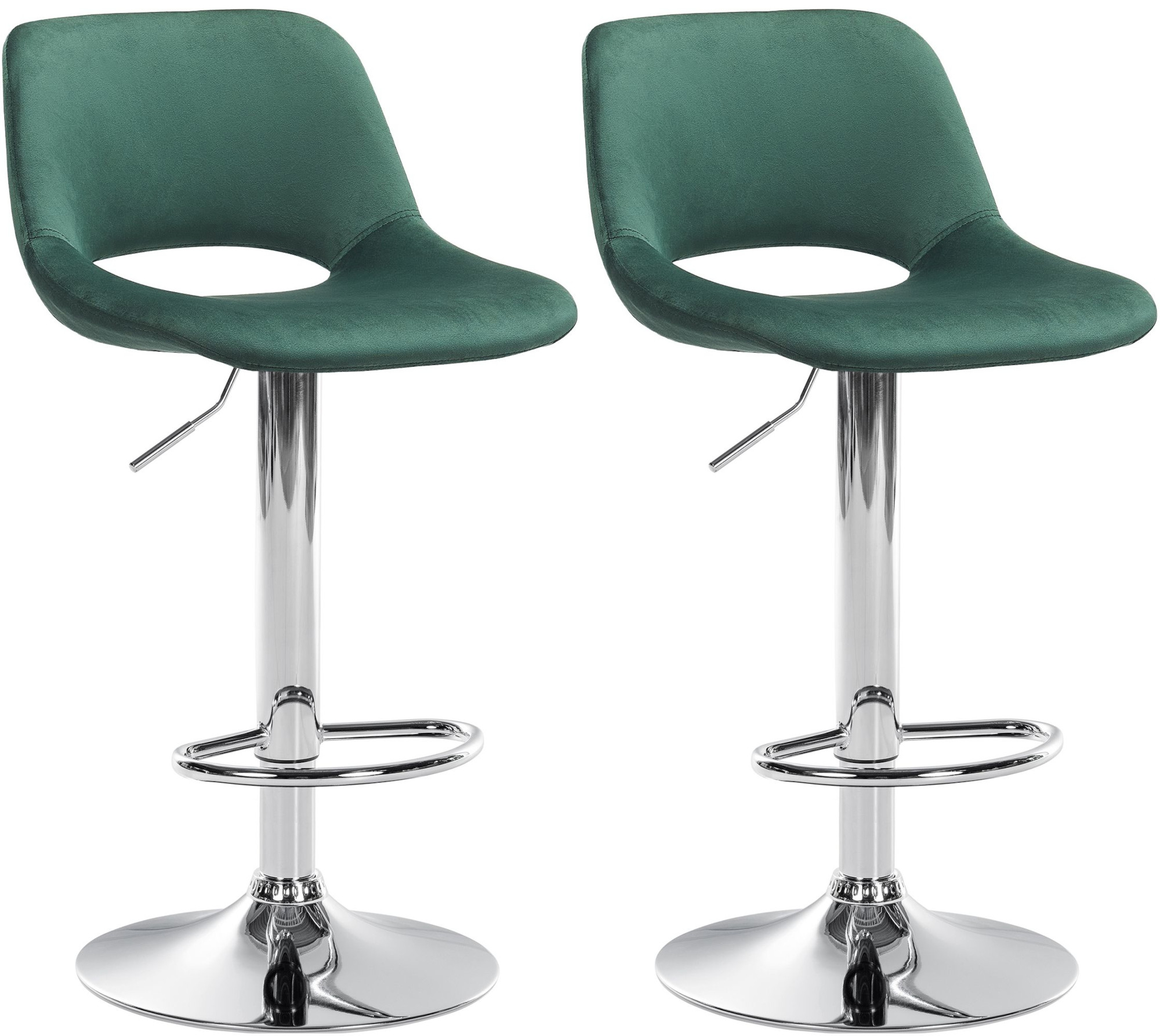 2er Set Barhocker Camden Samt chrom, grün
